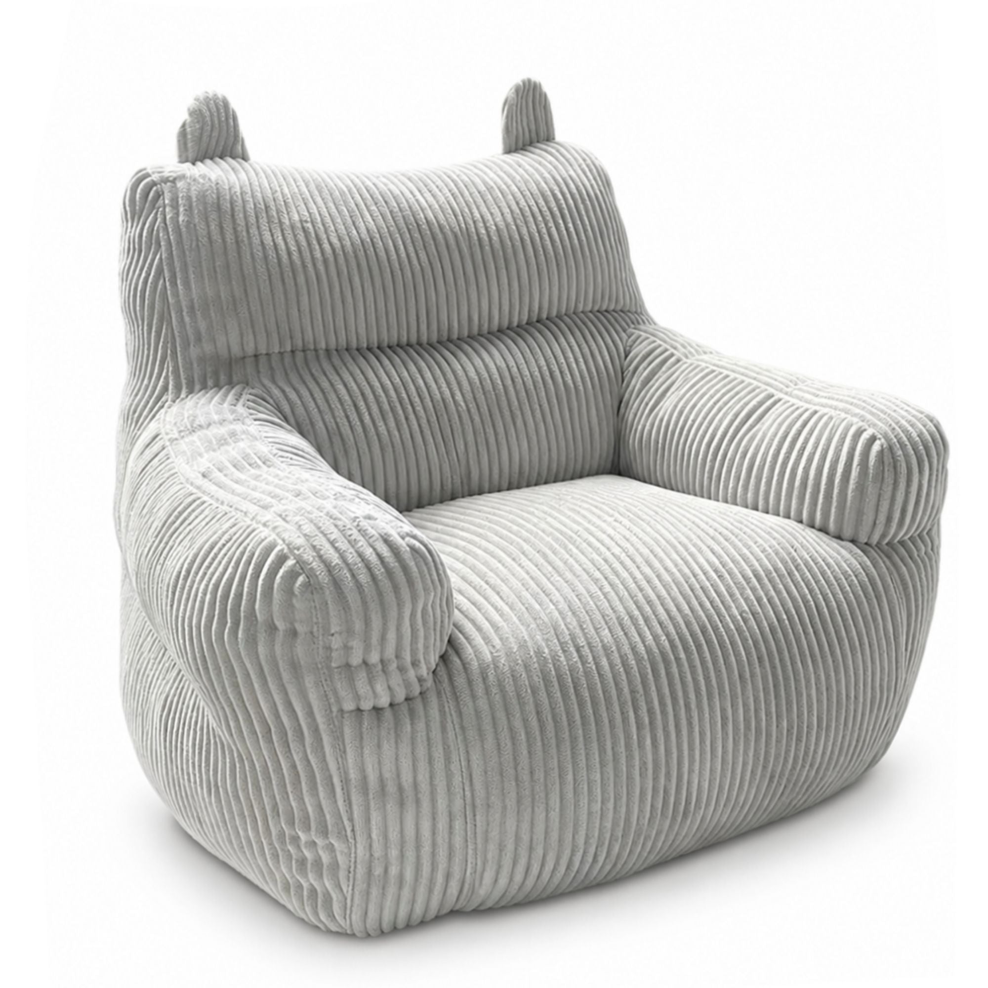 Grey Kai Foam Kids’ Accent Chair by Brassex featuring a small, cushioned seat and backrest perfect for children's rooms.