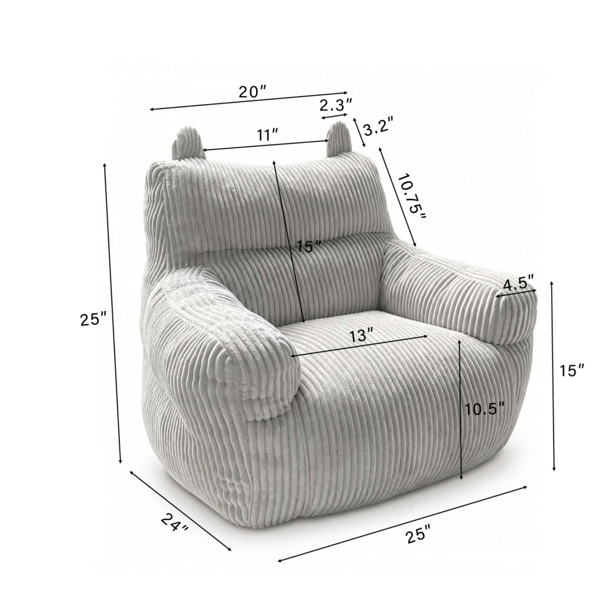 Grey Kai Foam Kids’ Chair by Brassex, a cozy accent chair with soft foam cushioning designed for children.