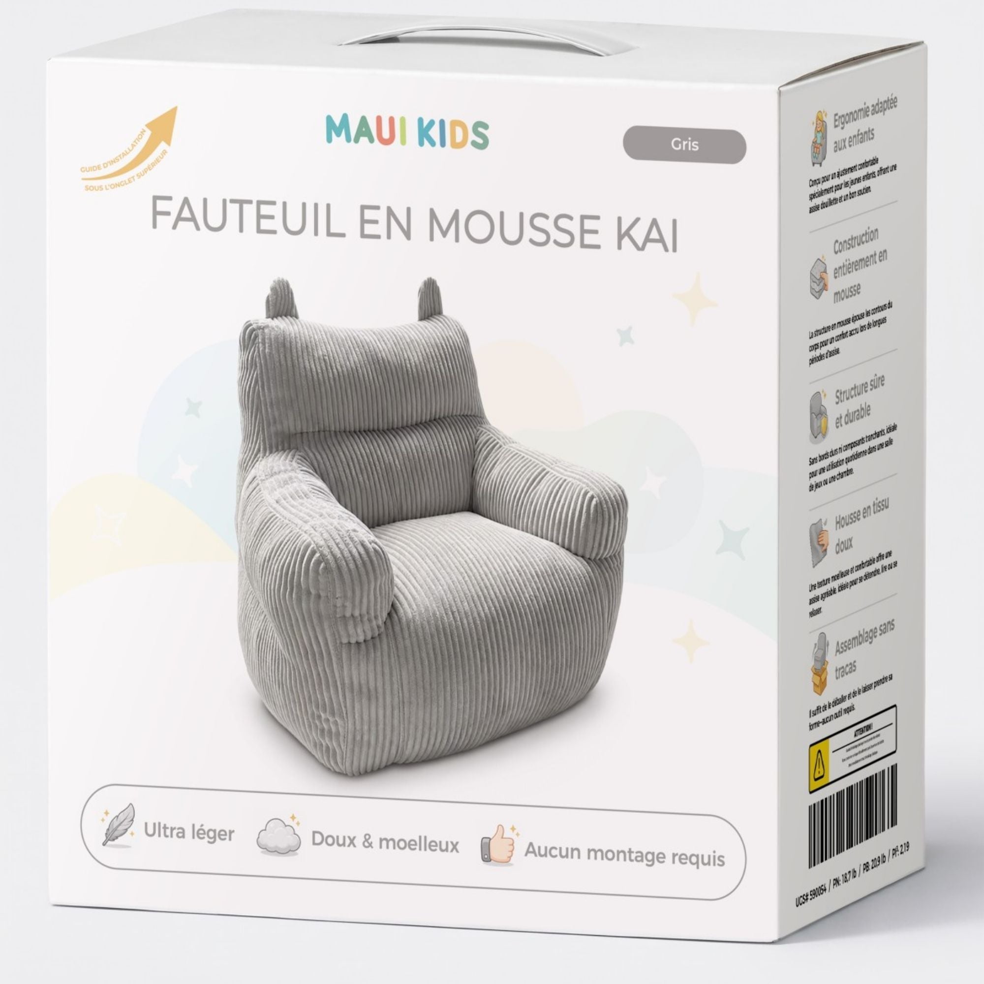 Grey Kai Foam Kids’ Chair by Brassex, an accent chair with a cozy foam cushion and child-friendly design for kids' rooms.