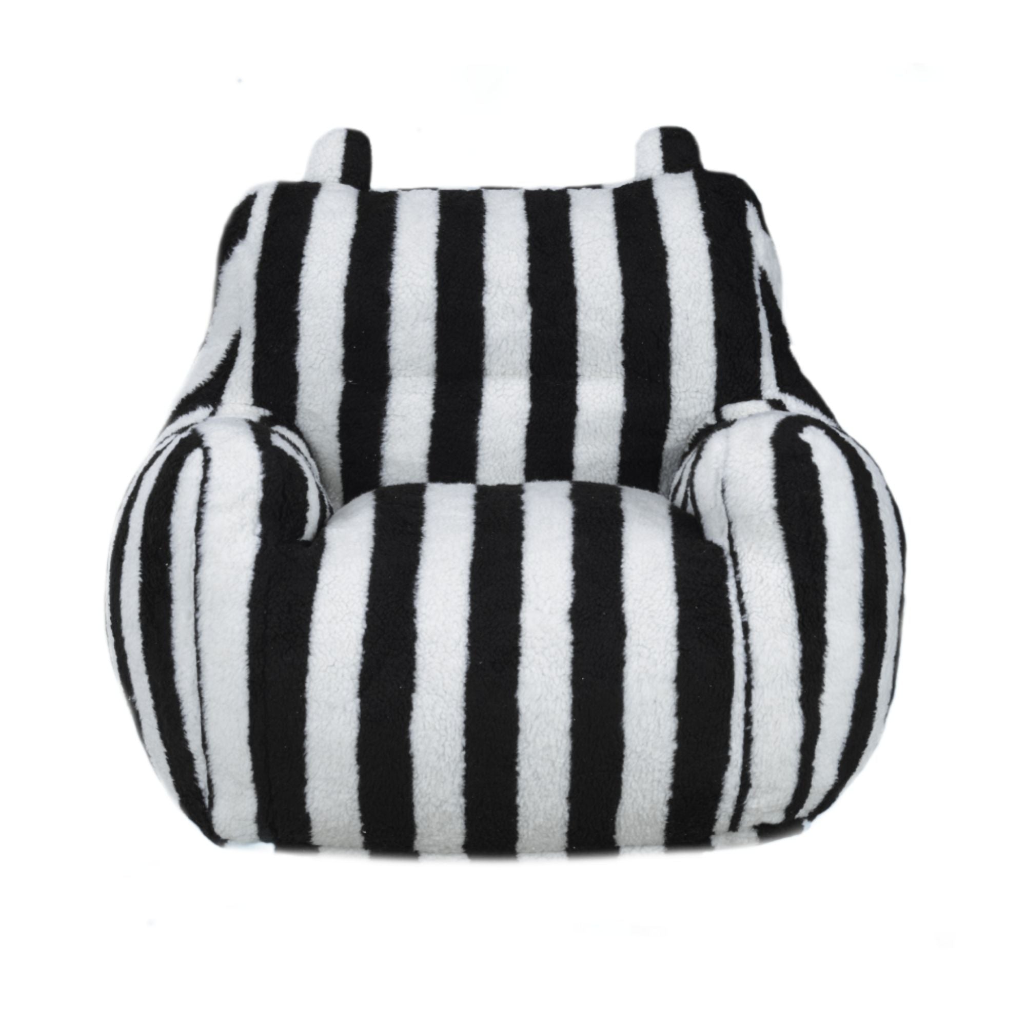 Black and white Piper Foam Kids’ Accent Chair by Brassex, featuring a modern and comfortable design for children.
