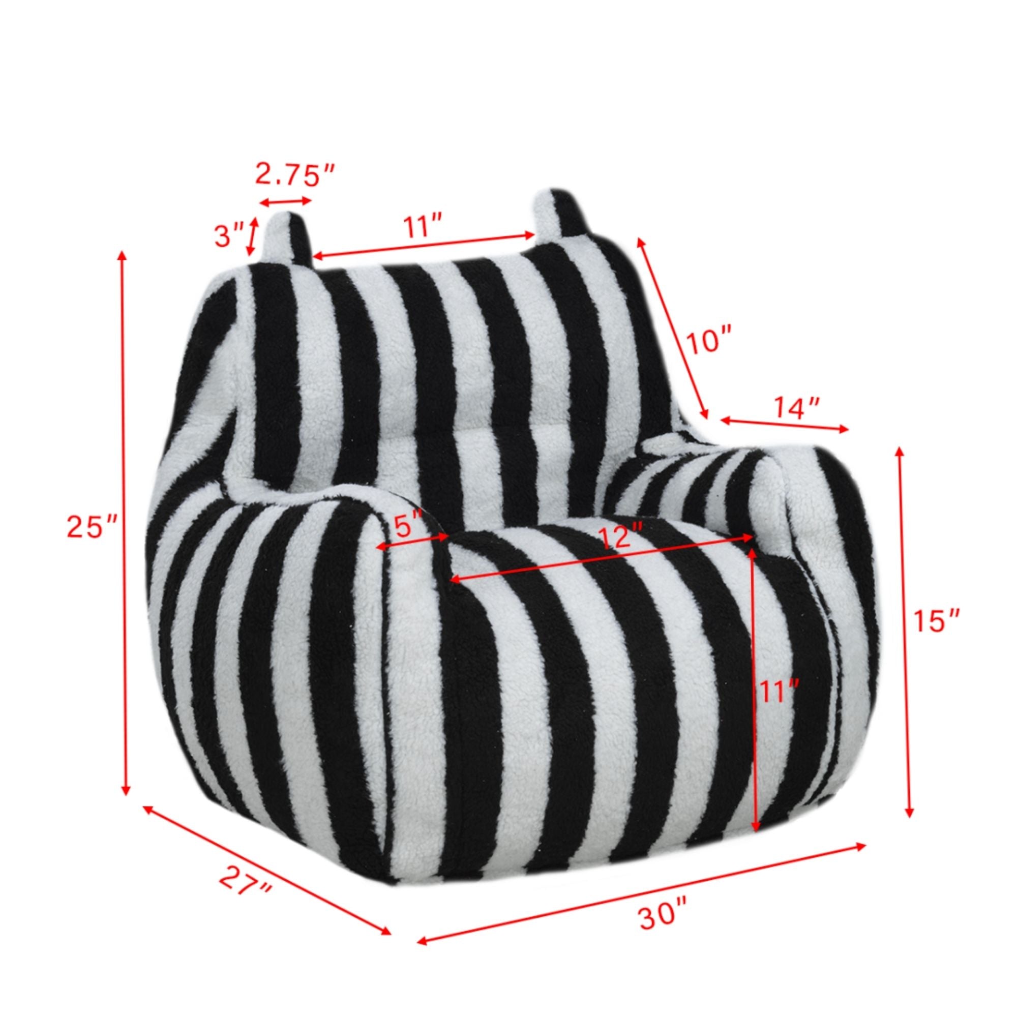 Black and white Piper Foam Kids’ Chair by Brassex, an accent chair with a modern, playful design suitable for children's rooms.