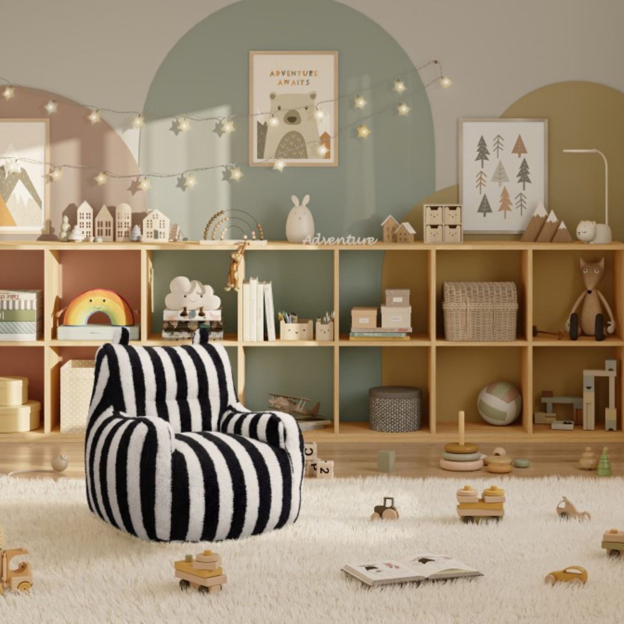 Black and white Piper Foam kids' accent chair by Brassex, featuring a modern, cushioned design suitable for children's rooms.