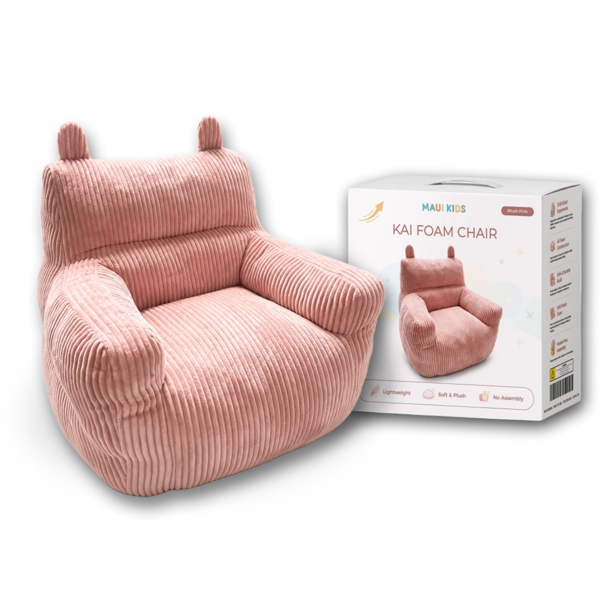 Pink Kai Foam Kids’ Accent Chair by Brassex, featuring a soft, cushioned seat and playful design for children.