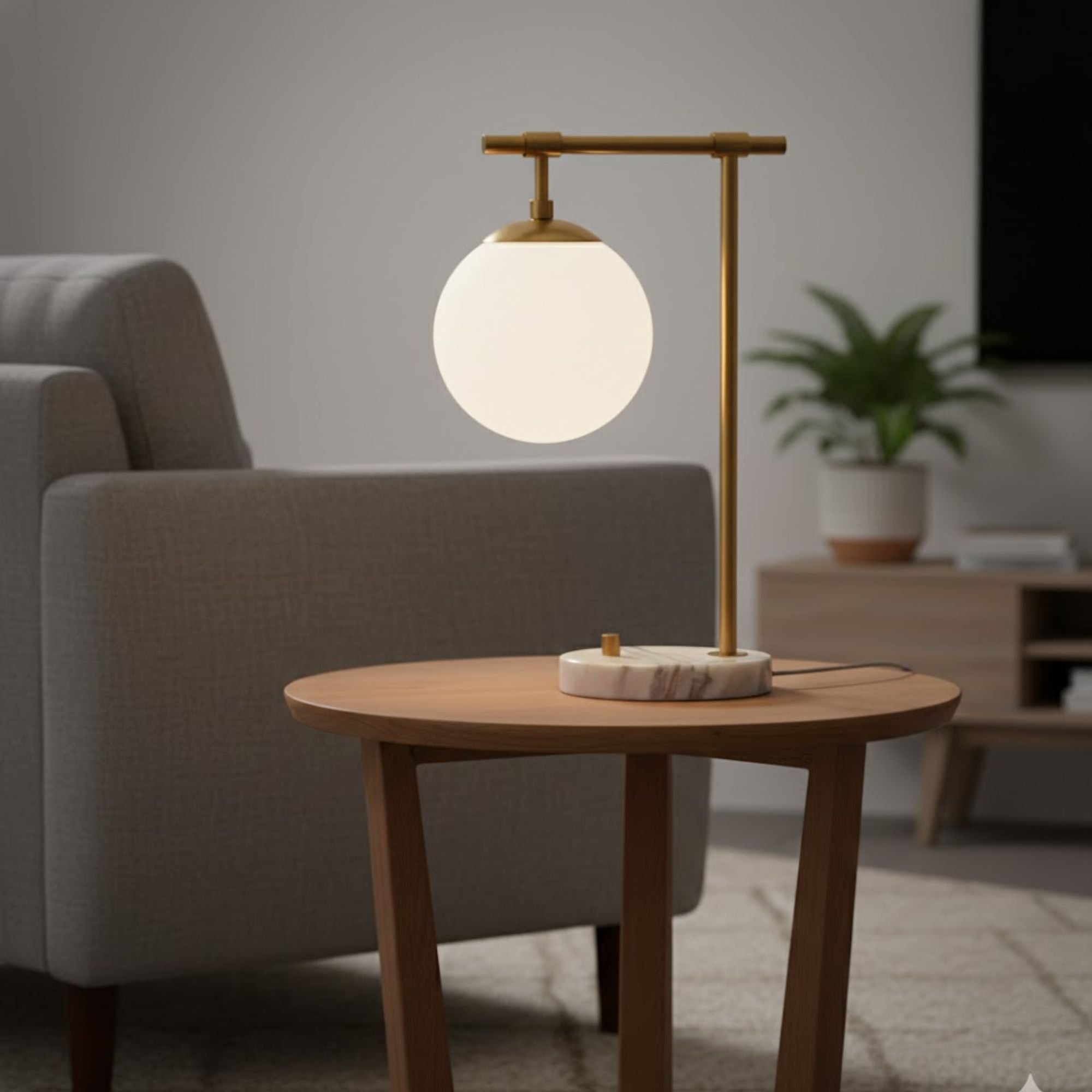 Globe Shade Table Lamp w/ Marble Base | CastleUp Experience Centre Online Furniture