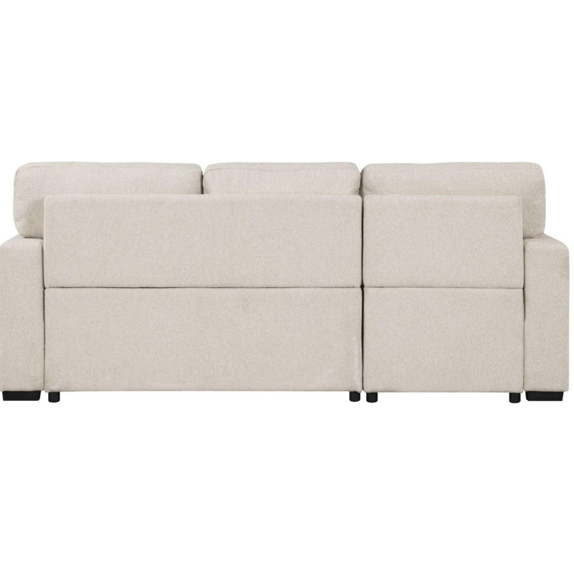 MAZ Pompano Collection beige sectional sleeper sofa with plush cushions and modern design, ideal for living room comfort.