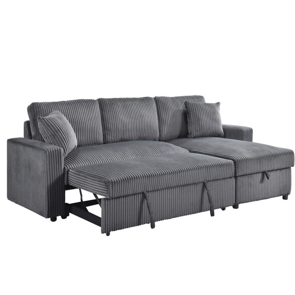 MAZ Brecker 2-piece reversible sectional sleeper in dark grey, showing the sofa with chaise and convertible bed feature