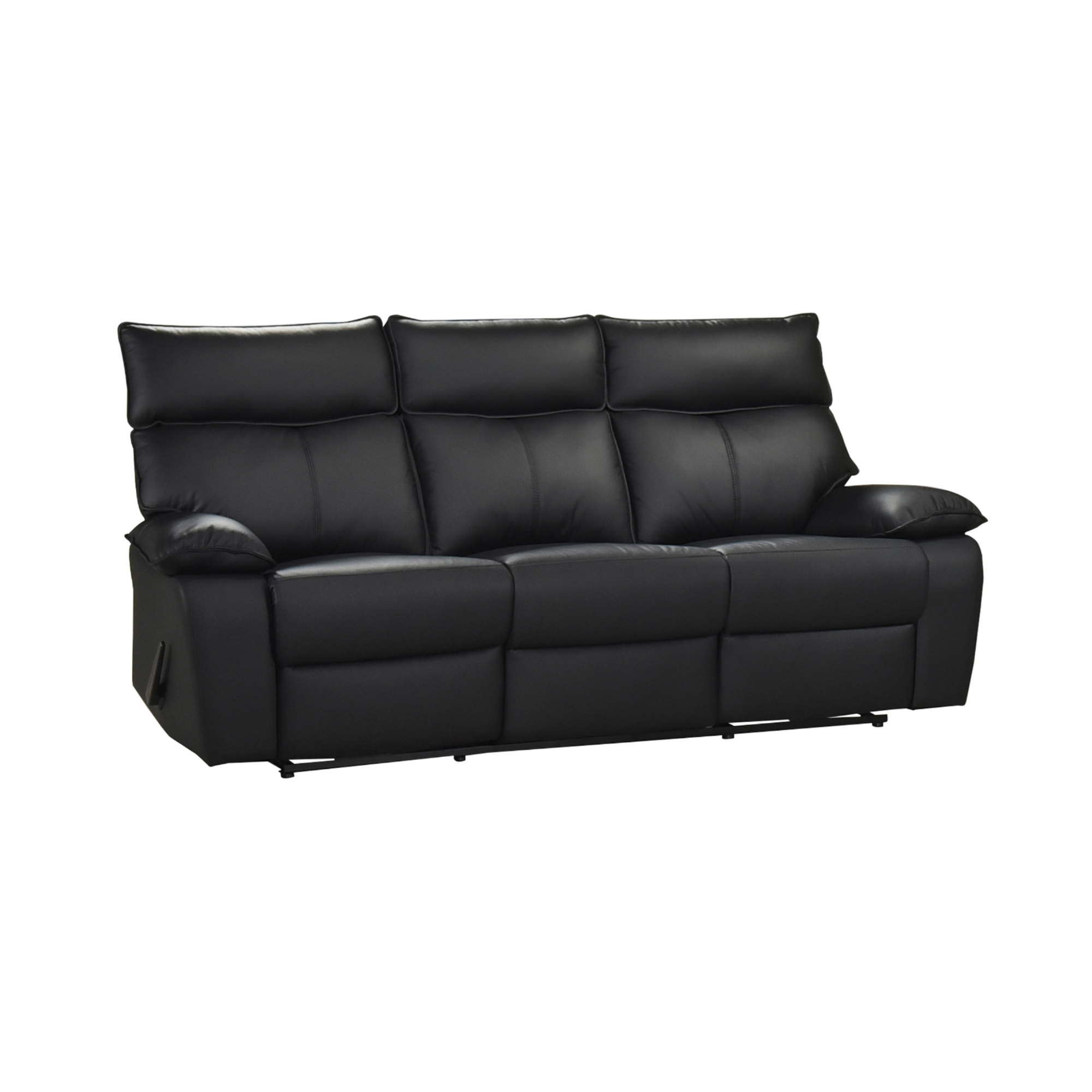 Black Mazin Furniture Kandra 3-piece reclining set with plush cushions and armrests, perfect for living room relaxation.