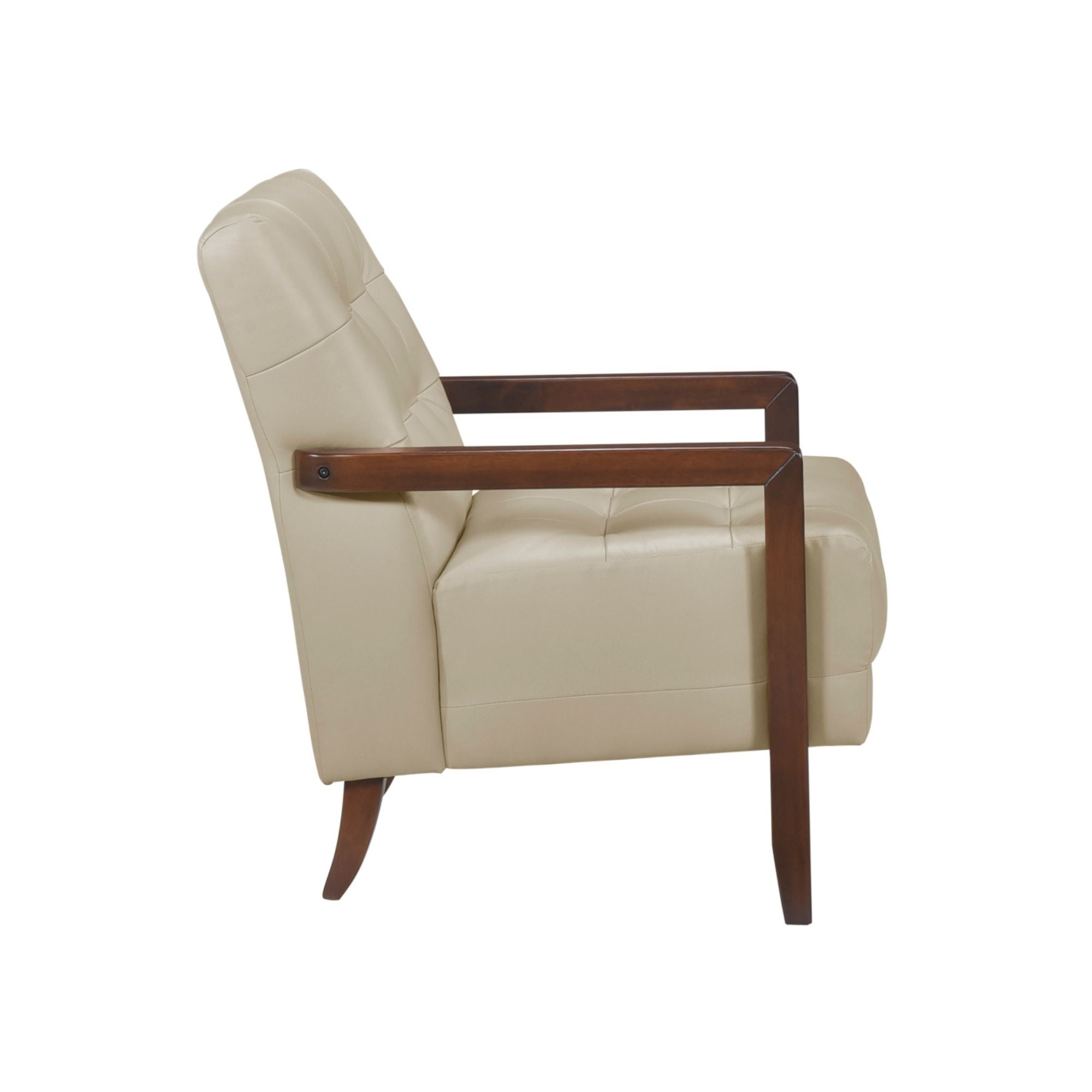 MAZ Crafton Collection beige accent chair with wooden legs, modern design, comfortable upholstery, ideal for living rooms or offices.