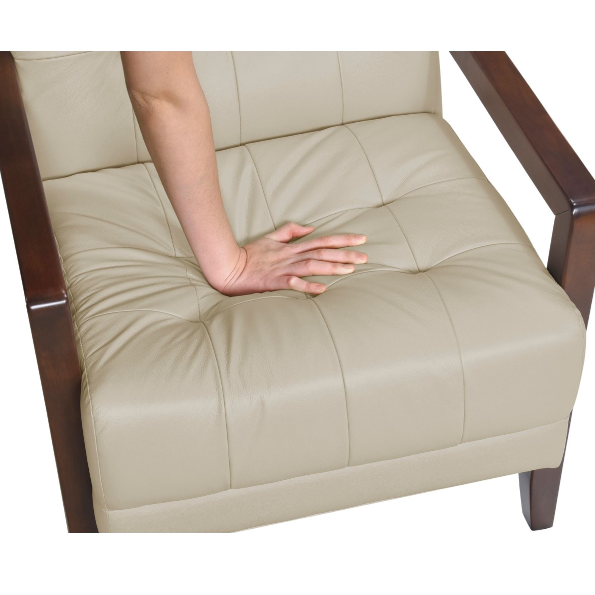 MAZ Crafton Collection beige accent chair with plush upholstery and modern design, perfect for living room or office decor.