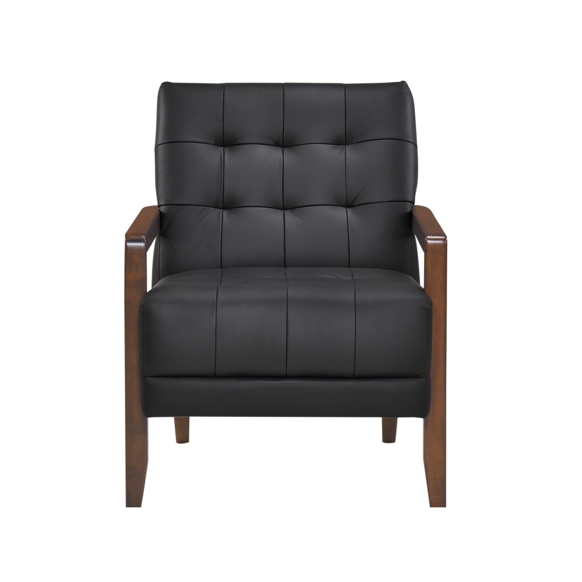 Black Crafton leather accent chair by MAZ featuring a modern design and sleek upholstery for stylish living spaces.