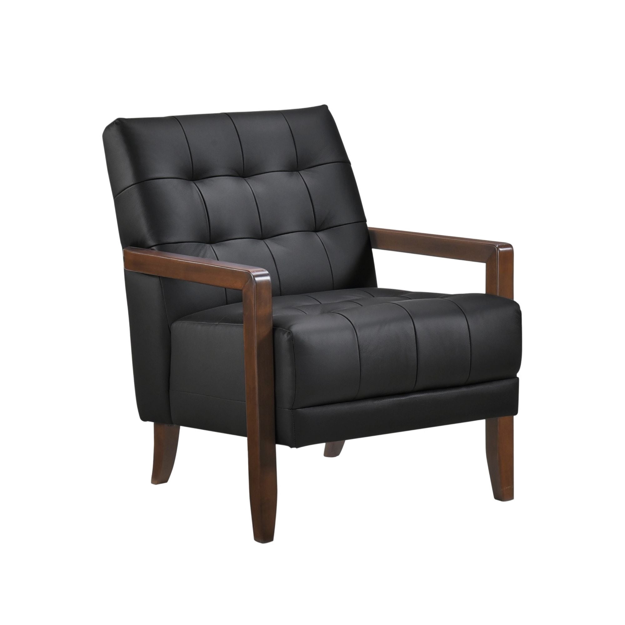 Black Crafton leather accent chair by MAZ with sleek modern design and plush cushioning.