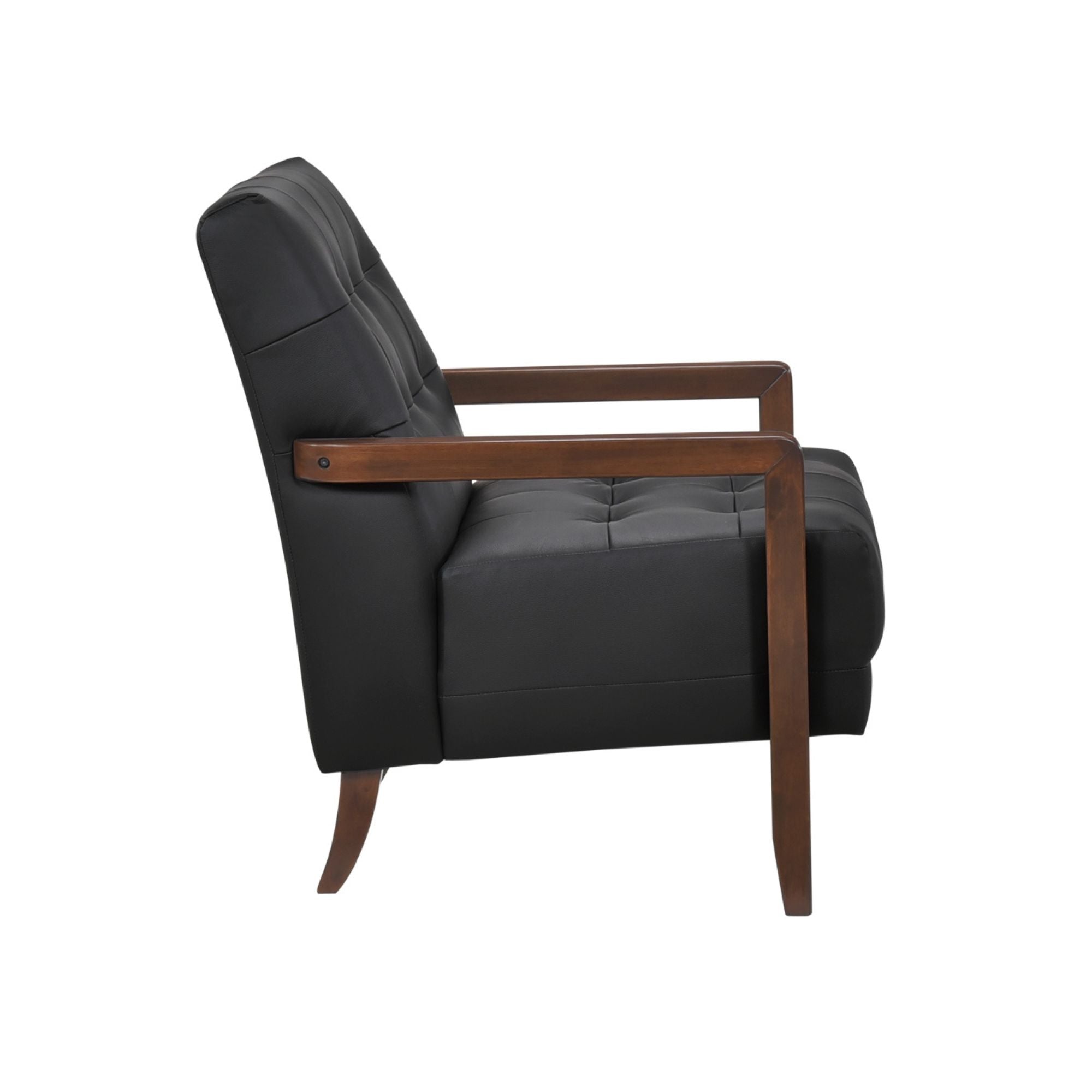 Black Crafton leather accent chair by MAZ with sleek design and cushioned seat, perfect for modern living spaces.