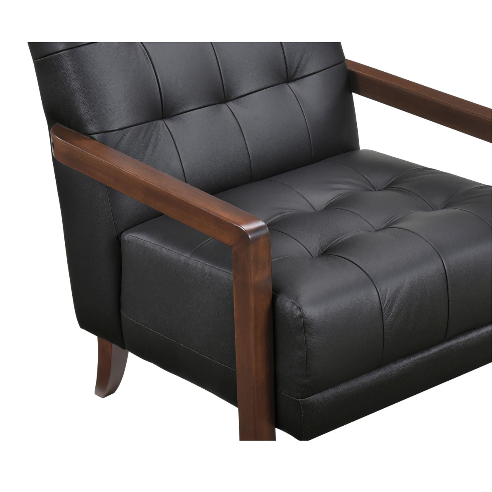 Black Crafton leather accent chair by MAZ with sleek, modern design and plush cushioning for stylish comfort.