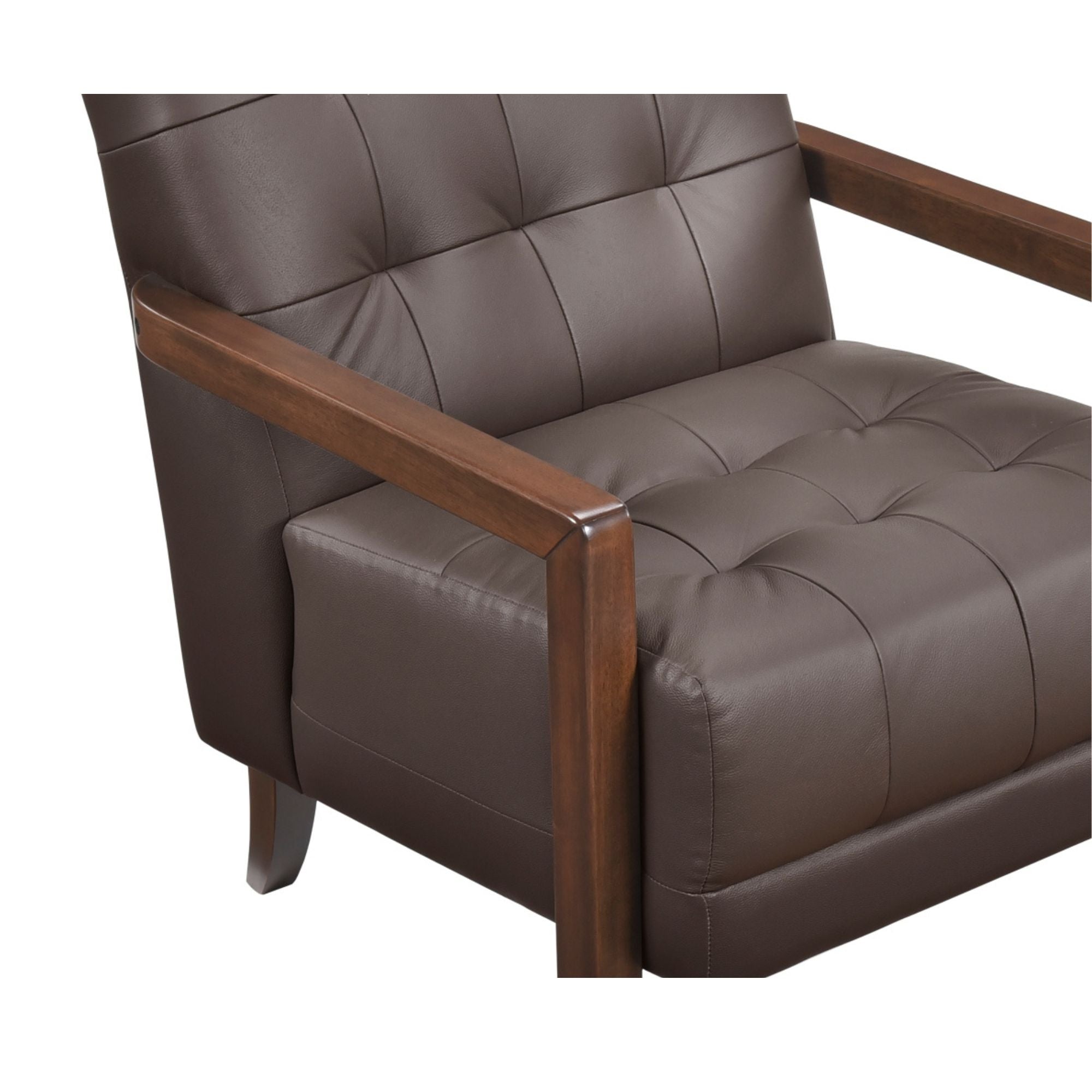 Brown Crafton leather accent chair by MAZ, showcasing a stylish and comfortable modern design with plush upholstery.