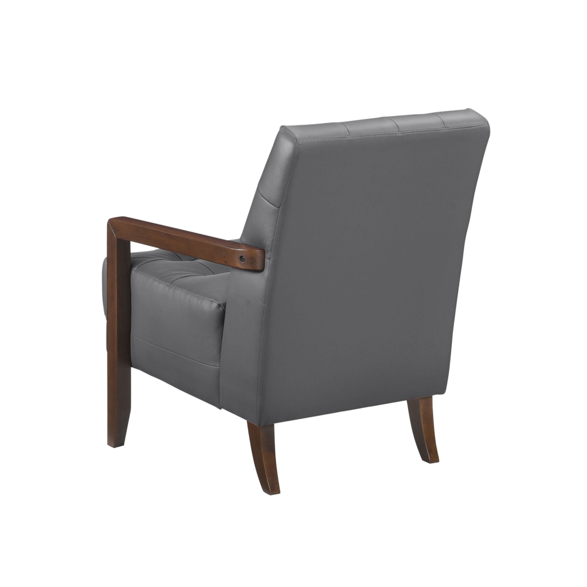 Dark grey Crafton leather accent chair by MAZ, showcasing a modern design with plush cushioning and sleek armrests.