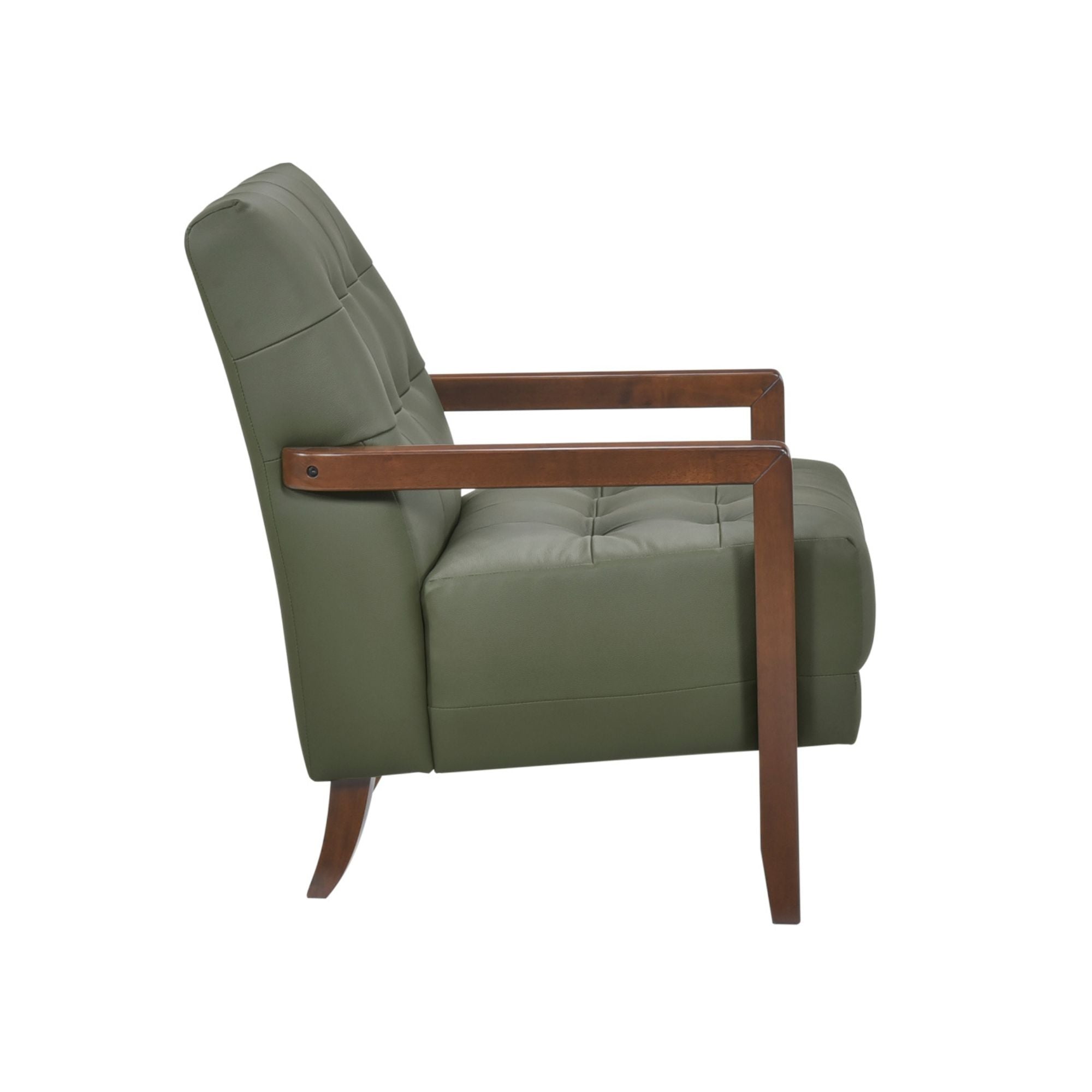 Green MAZ Crafton leather accent chair with plush cushioning and modern design, ideal for stylish living spaces.