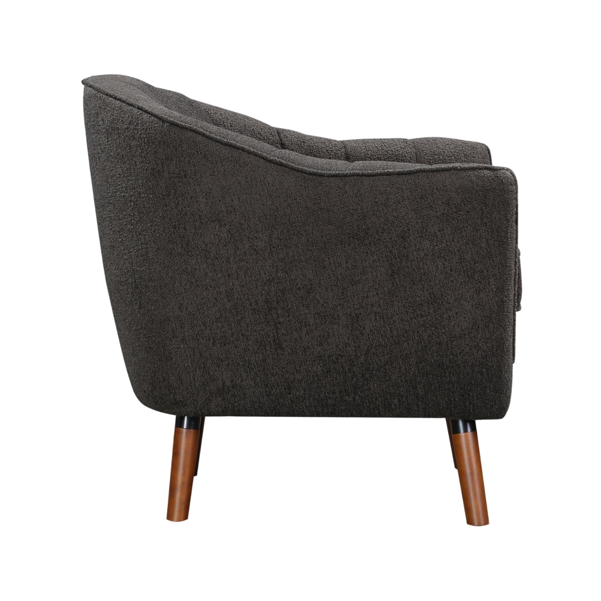 MAZ Cutler Collection charcoal accent chair with modern design, featuring plush upholstery and sleek wooden legs.