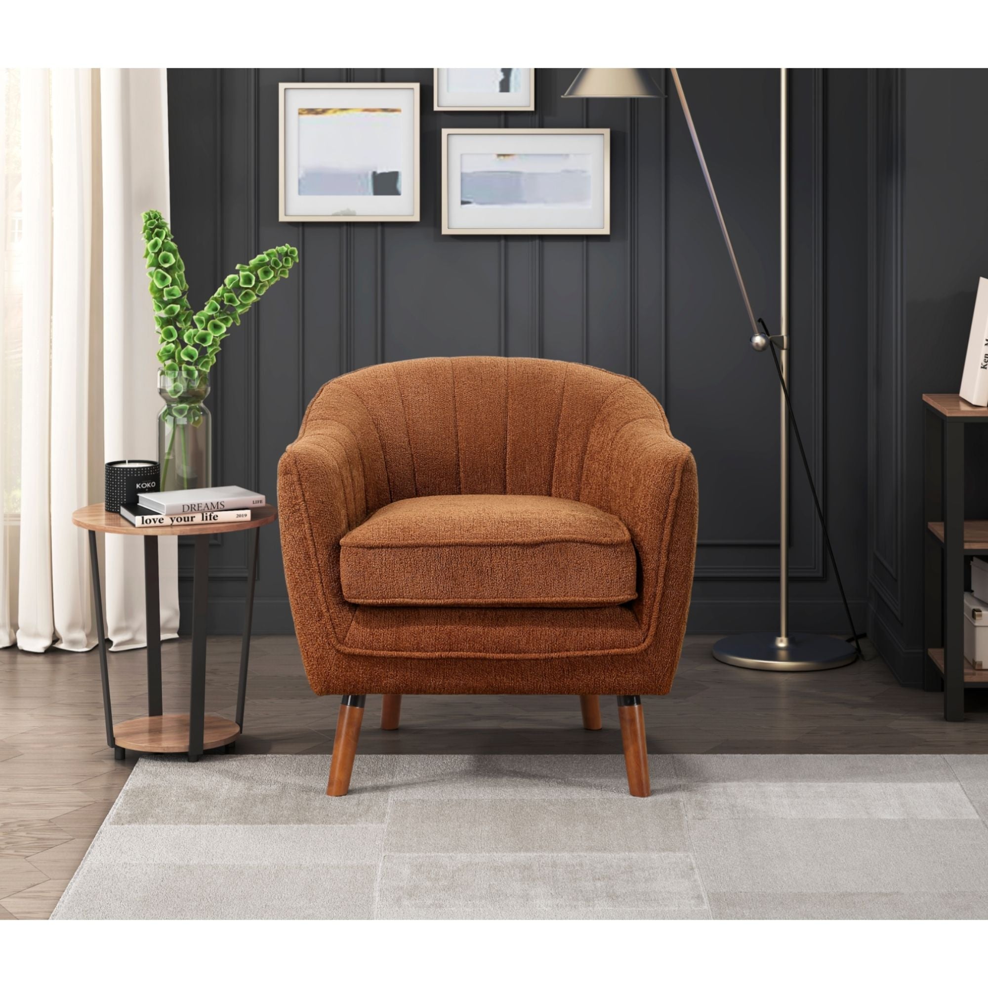 MAZ Cutler Collection Spice Accent Chair with wooden legs and upholstered seat, stylish and comfortable for living room decor.