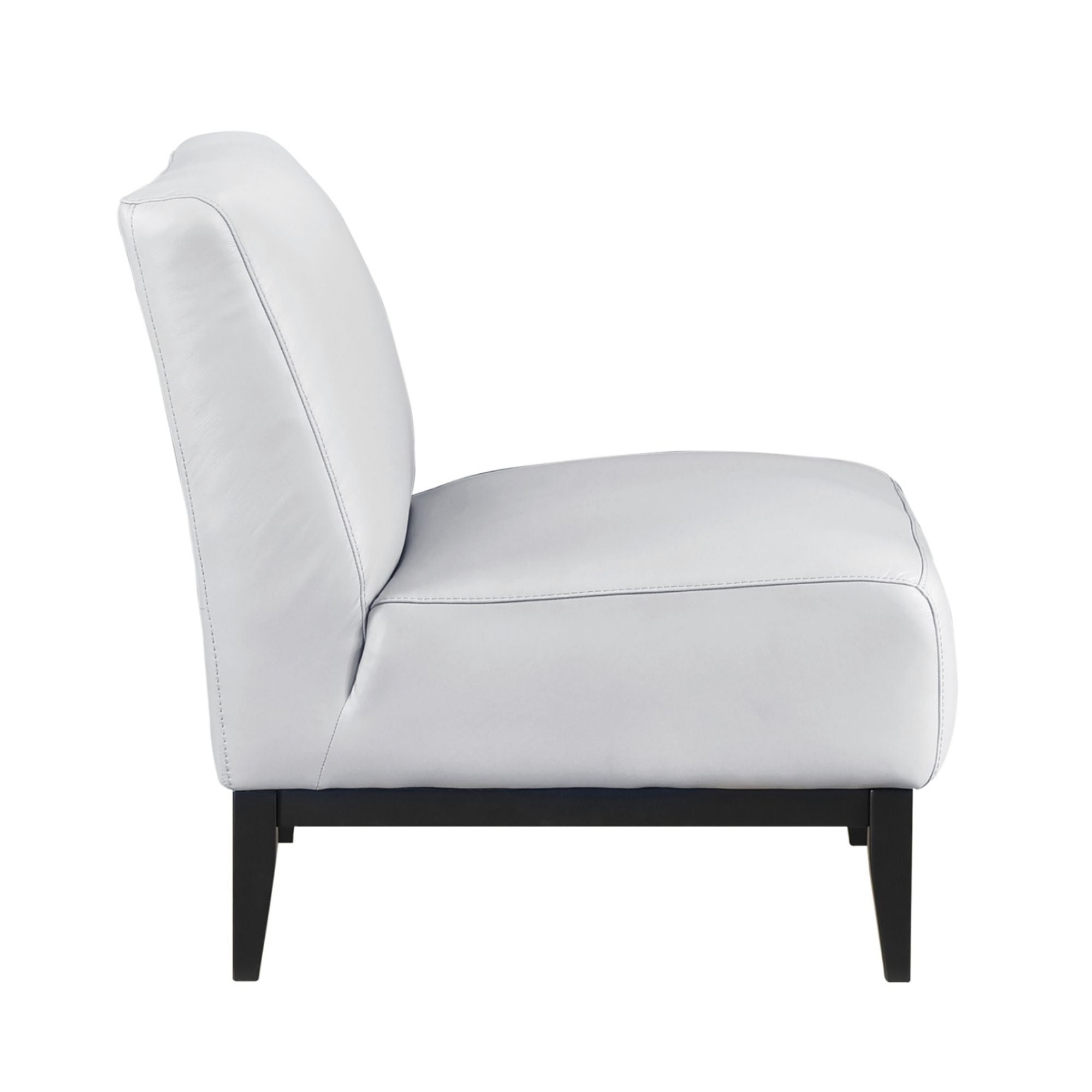 Silver leather Houghton Slipper Chair by MAZ, accent chair with sleek modern design and plush seating.