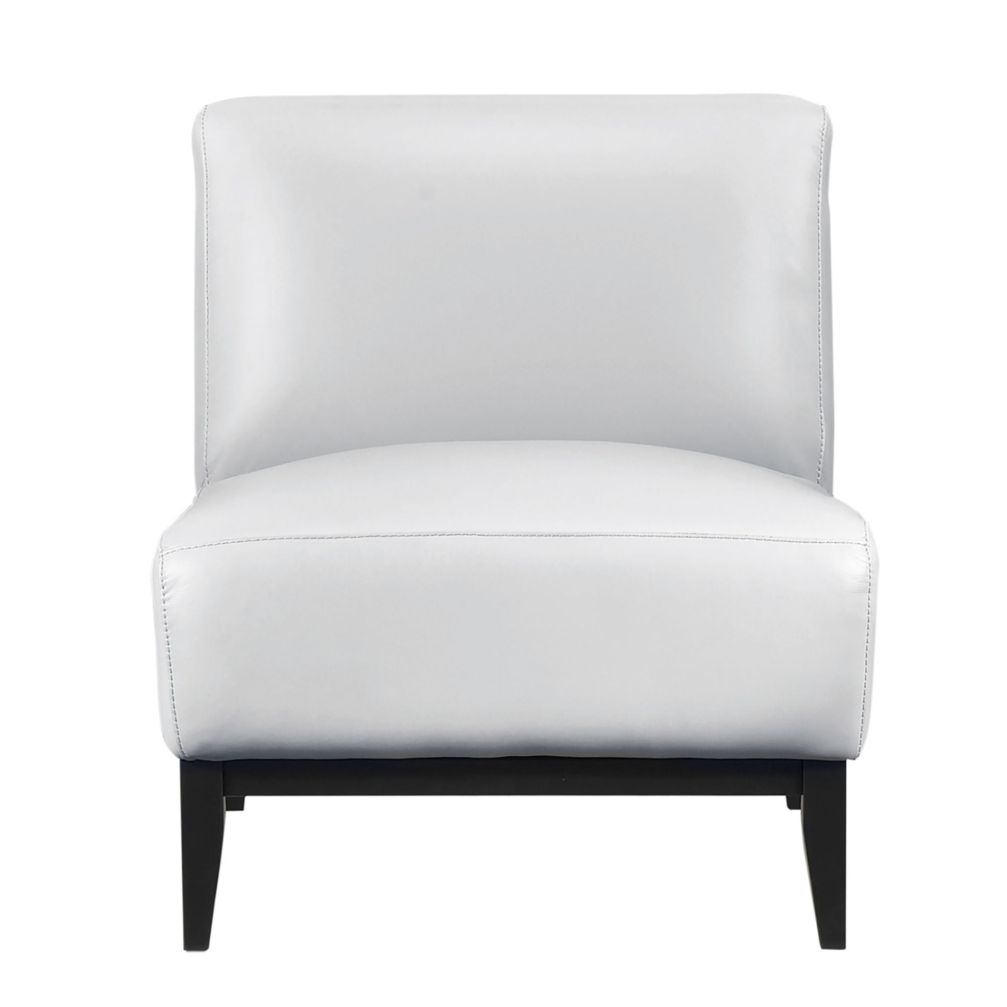 Silver leather Houghton Slipper Accent Chair by MAZ with sleek modern design and plush seating.