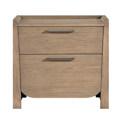 Brown MAZ 6-piece bedroom set including king bed, dresser, mirror, and nightstand, featuring sleek modern design.