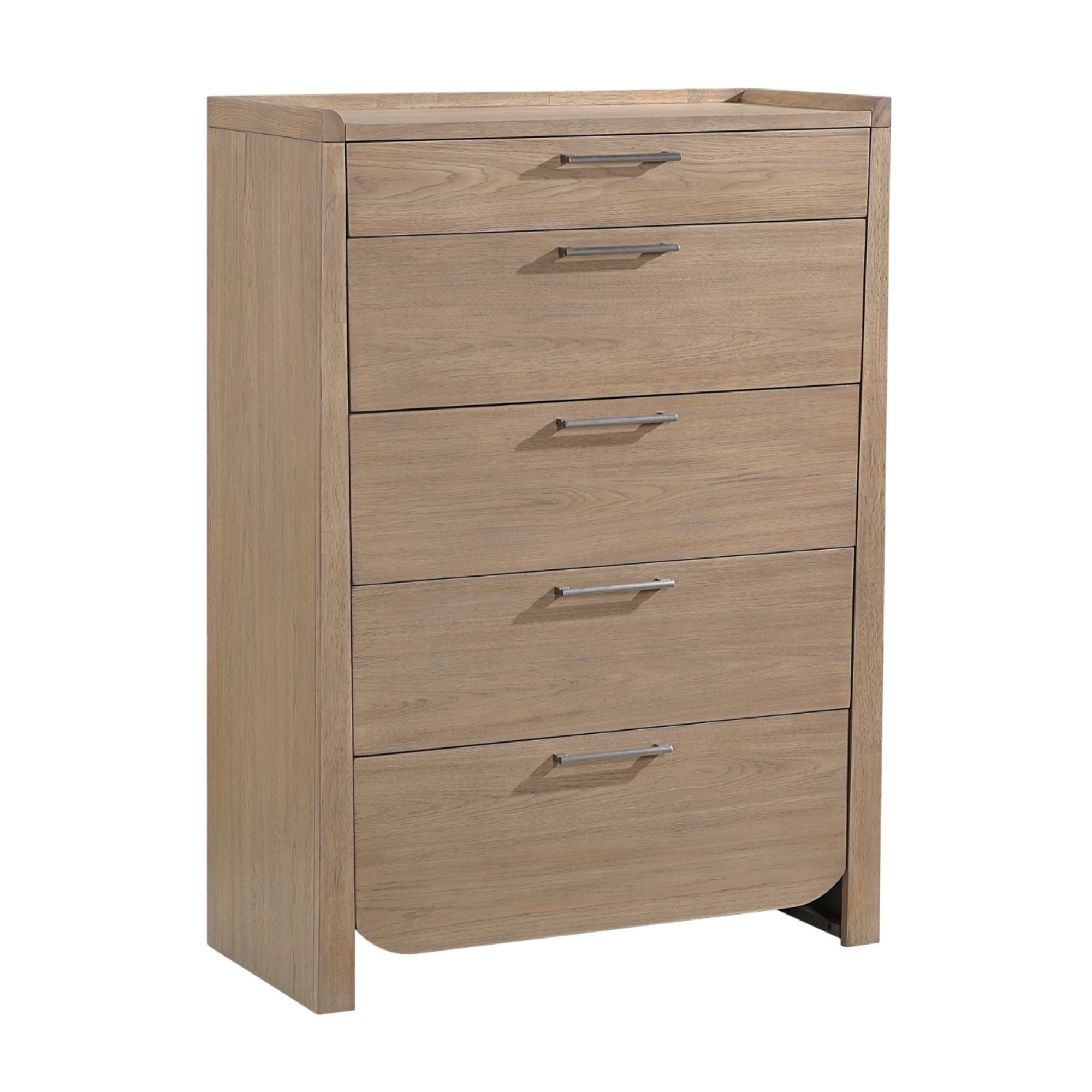 Brown MAZ Riley Collection 7-piece bedroom set with king bed, dresser, mirror, nightstand, and chest, stylish and coordinated.