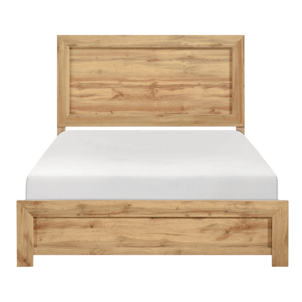 Maz MAZ Corbin 1534NA bedroom set with king-sized bed, dresser, mirror, and one nightstand in brown finish