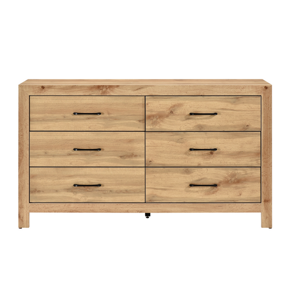 Maz MAZ Corbin 1534NA bedroom set with a brown king bed, dresser, mirror, and nightstand, featuring modern bedroom furniture.