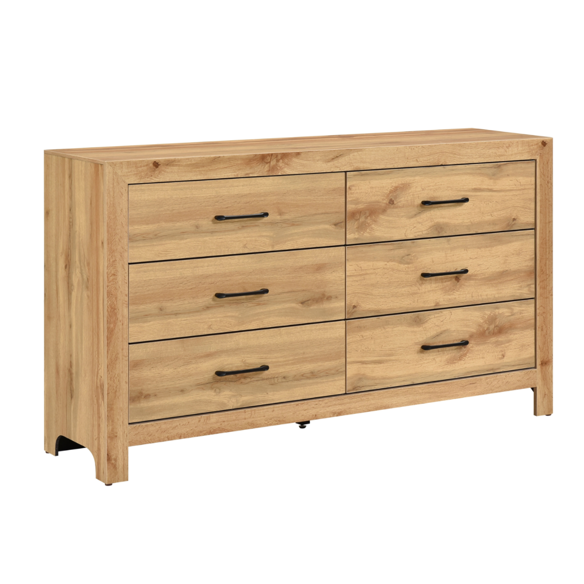 MAZ Corbin 1534NA bedroom set with a brown king bed, dresser, mirror, and nightstand, featuring modern furniture design.