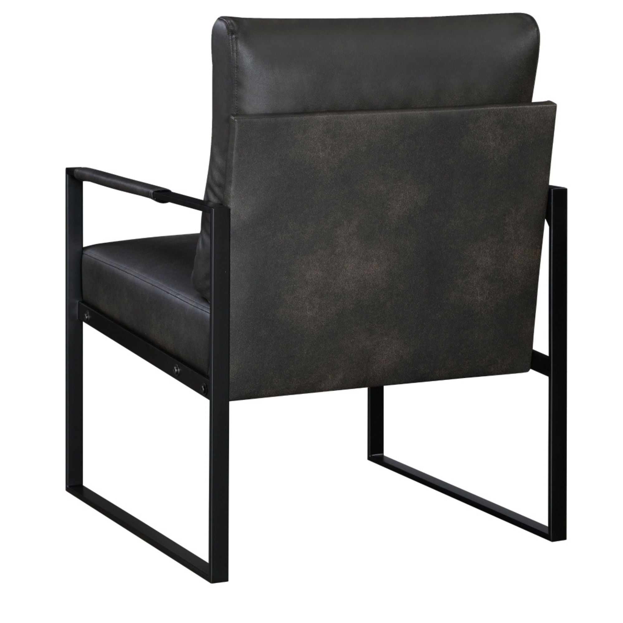 Dark grey faux leather Trent Collection accent chair by MAZ with sleek modern design and plush cushioning.