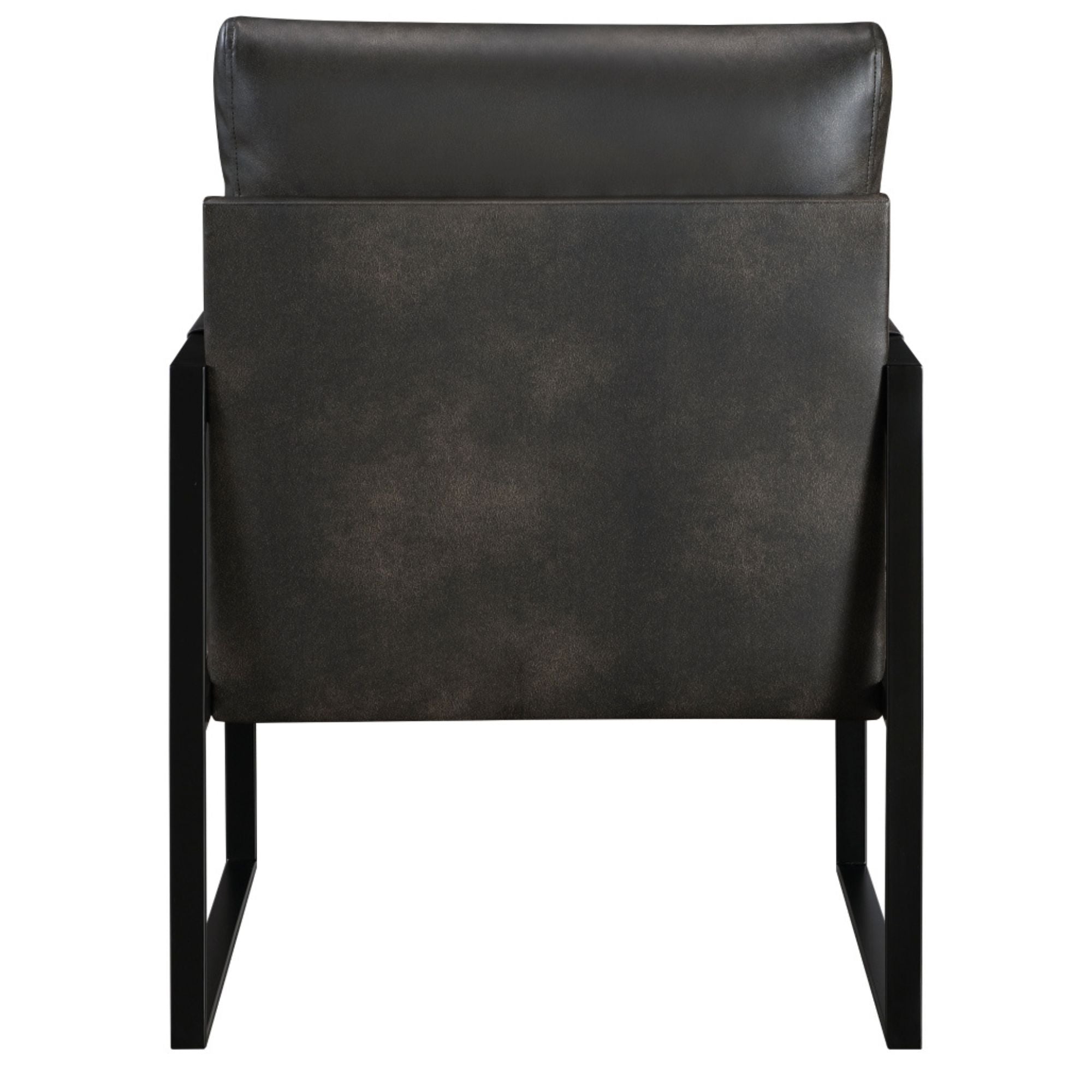 Dark grey faux leather MAZ Trent Collection accent chair with sleek armrests and modern design.