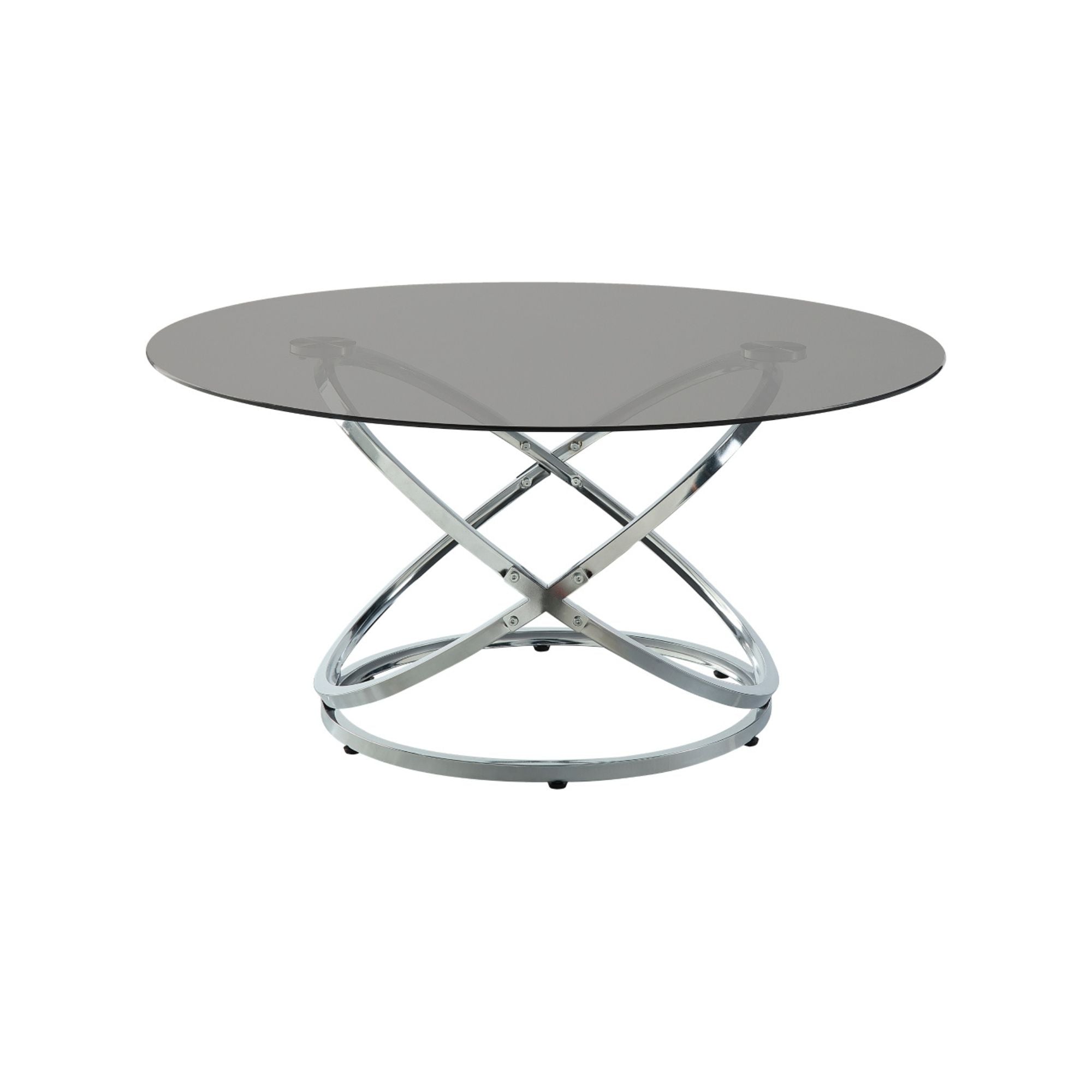 Maz MAZ Marion 3-piece coffee table set with black glass tops, includes two end tables and a central coffee table.