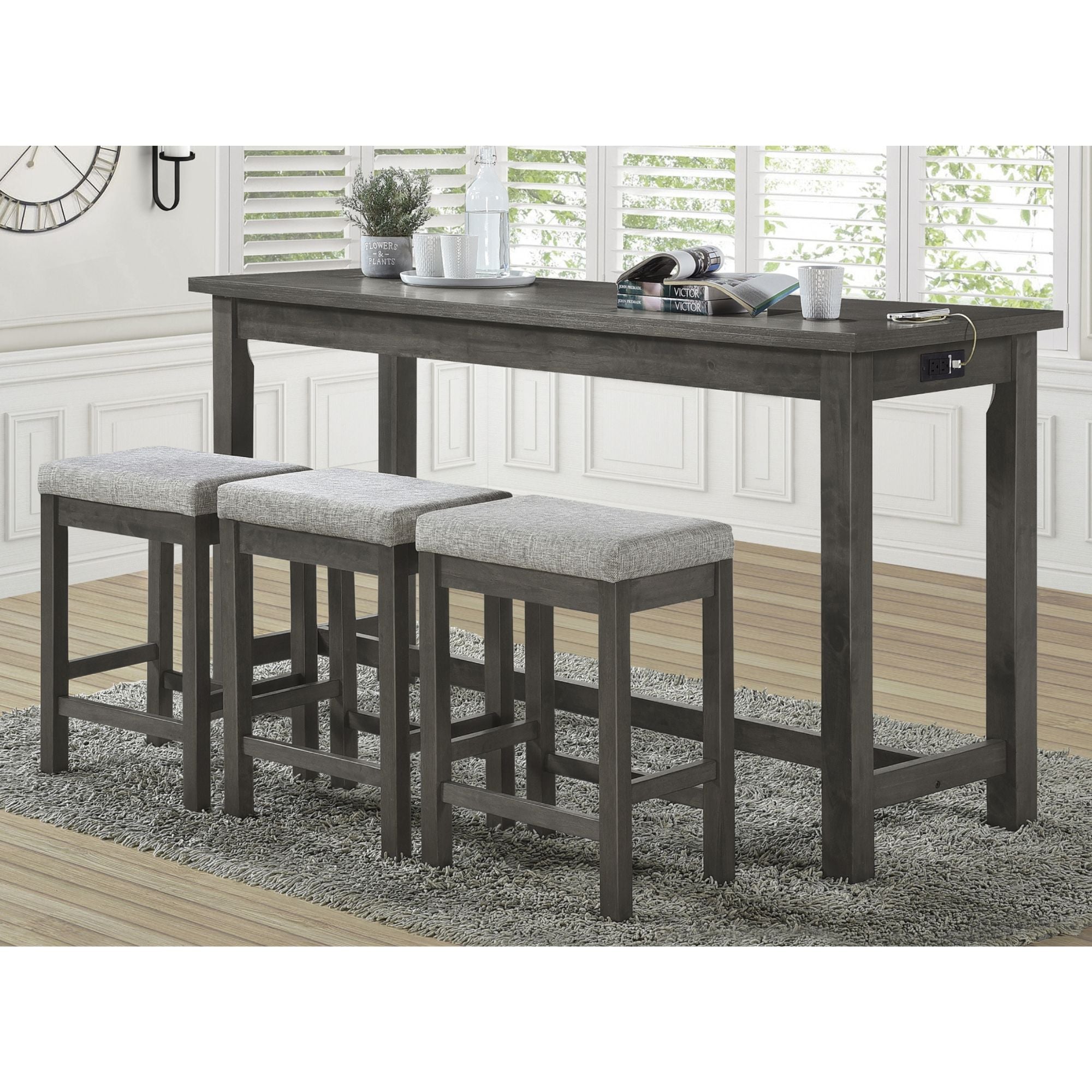 Connected Collection 4pc Pack Counter Height  Set  5713GY | CastleUp Experience Centre