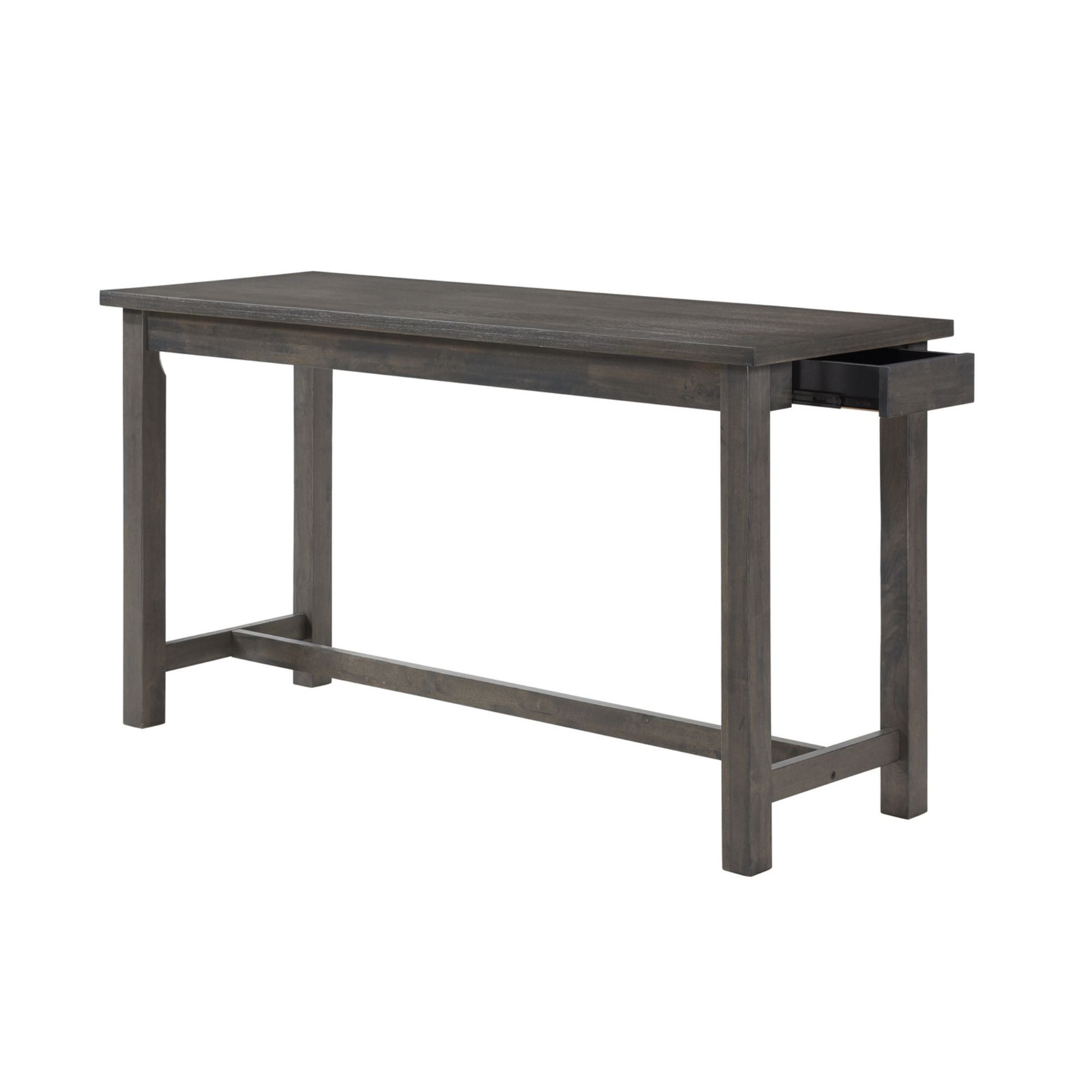 MAZ Connected Collection 4-piece counter height set with gray wood finish, includes table and three chairs for modern dining.