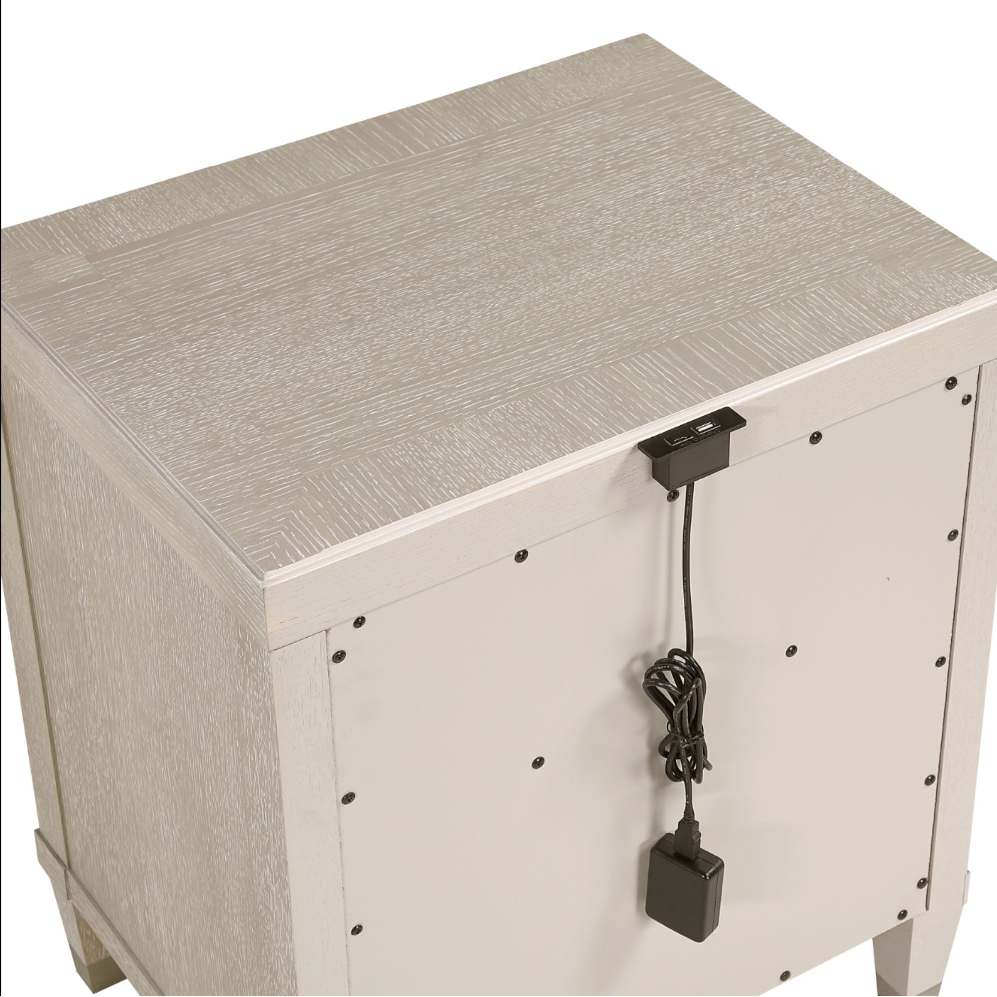 MAZ Genoa Collection Night Stand in Light Oak showing smooth wood grain and modern design with a single drawer and open shelf.