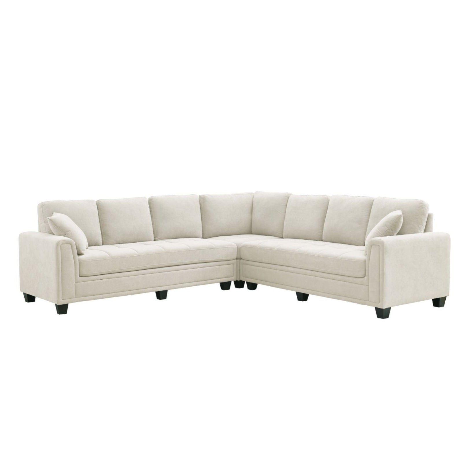 MAZ Kelsier 3-piece beige corner sectional sofa with chenille fabric, showcasing comfortable seating and modern design.