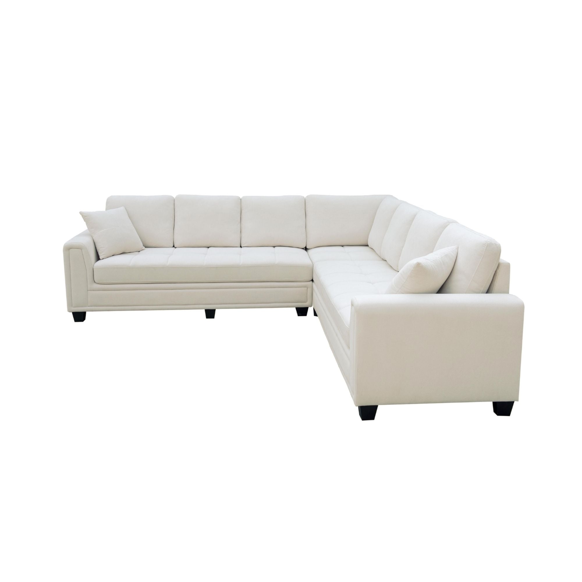 MAZ Kelsier 3-piece beige corner sectional sofa with chenille upholstery, showcasing plush cushions and a modern L-shape design.