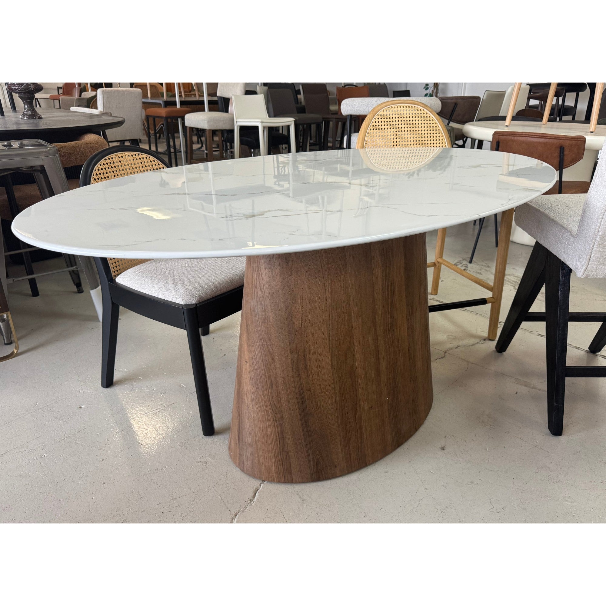 Orbit Oval Marble Top Dining Table