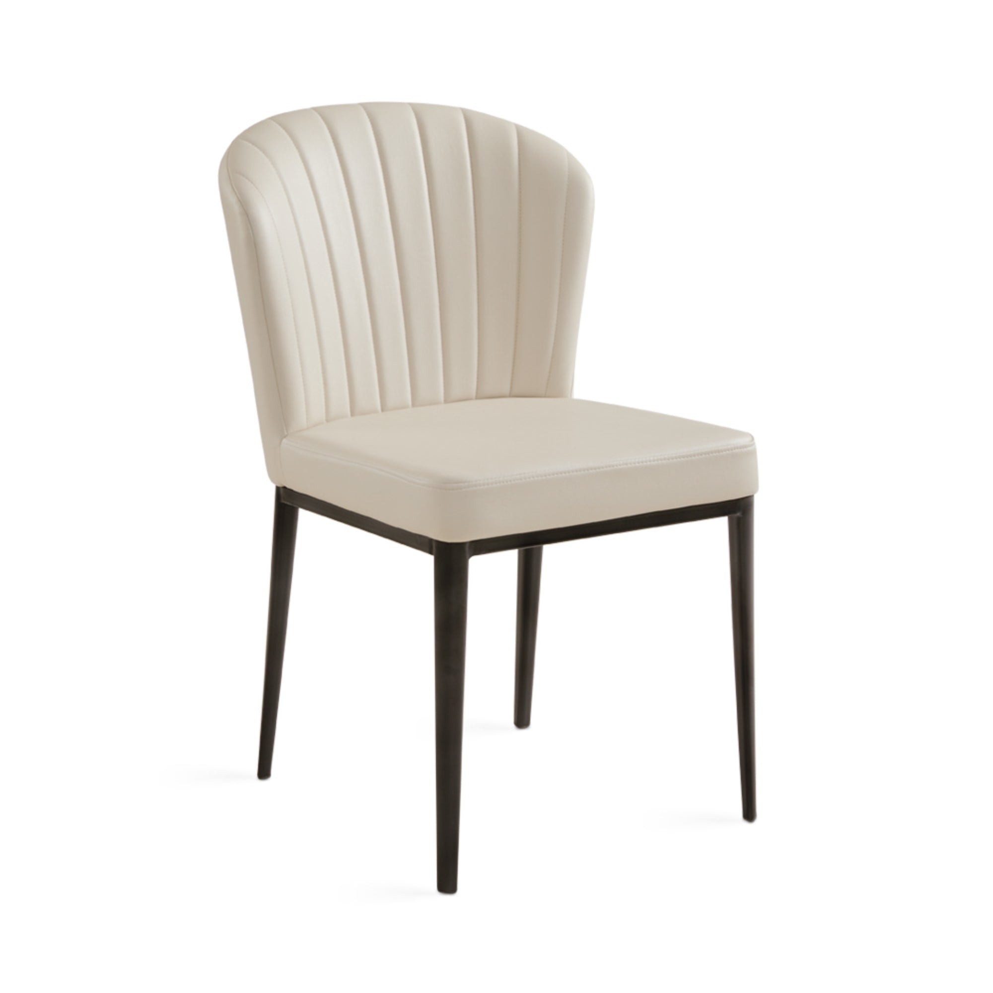 Set of two Xcella beige shell-shaped dining chairs with PU upholstery, modern design for stylish dining room decor.