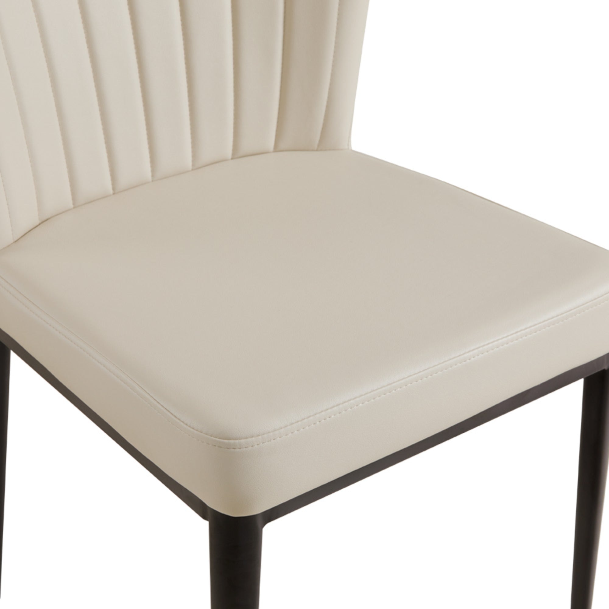 Set of two Xcella beige shell-shaped dining chairs with PU upholstery, modern design for stylish dining room decor.
