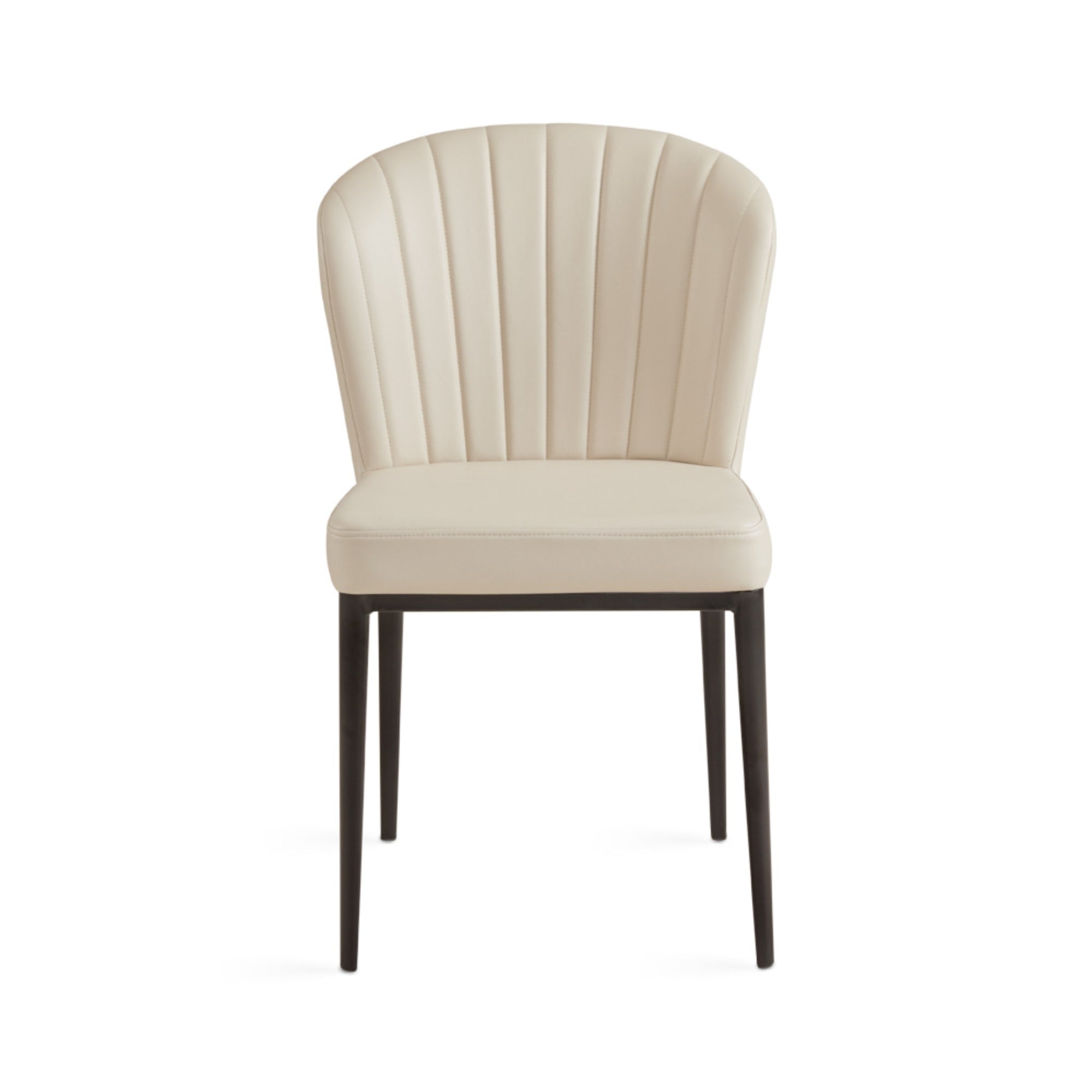 Set of two Xcella beige PU shell-shaped dining chairs with curved backrests and modern design.