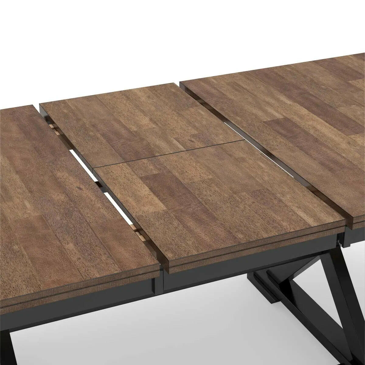 Wildenauer RECT dining room table with leaf extension, by Signature Design Ashley, showing close-up of table edge and leaf detail.