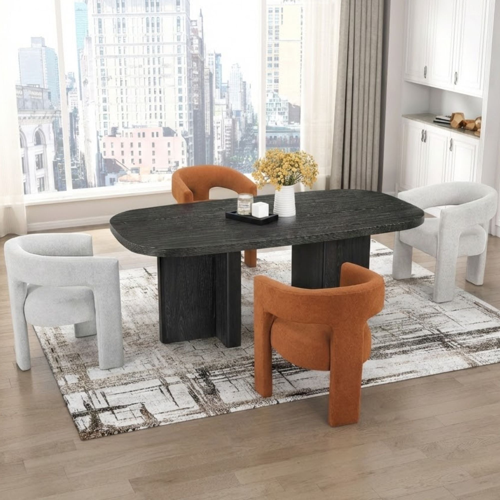 Marais Collection 5 Pc Dining Table Set 2-tone | CastleUp Experience Centre Online Furniture