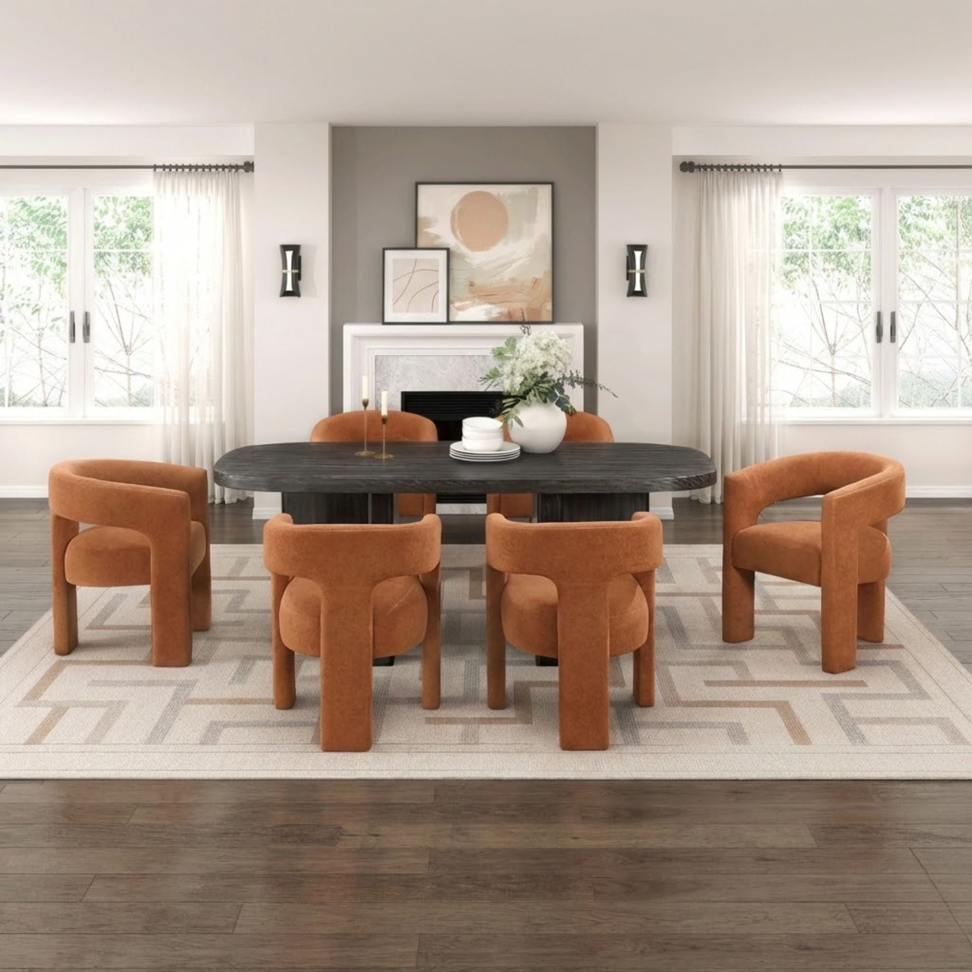 Marais Collection Dining Table Set in Orange | CastleUp Experience Centre Online Furniture