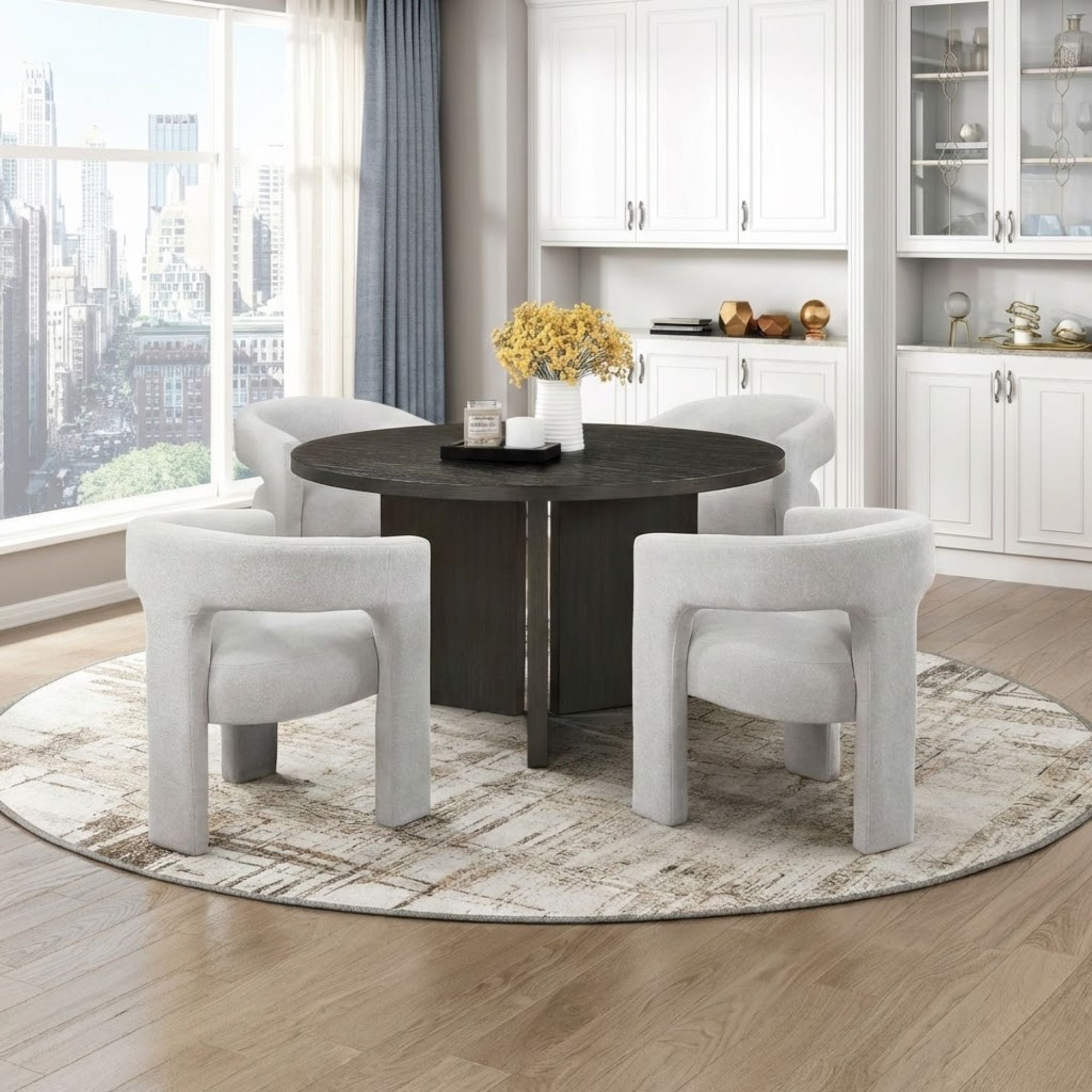Marais Collection 5 Pc Round Dining Table Set | CastleUp Experience Centre Online Furniture