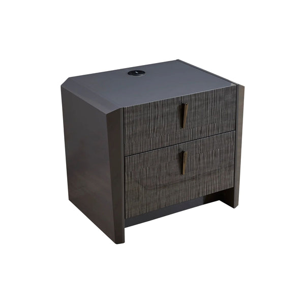 Aurora 6-piece grey bedroom set by Sundrm Furniture Inc includes a bed, dresser, mirror, and nightstand in a modern design.