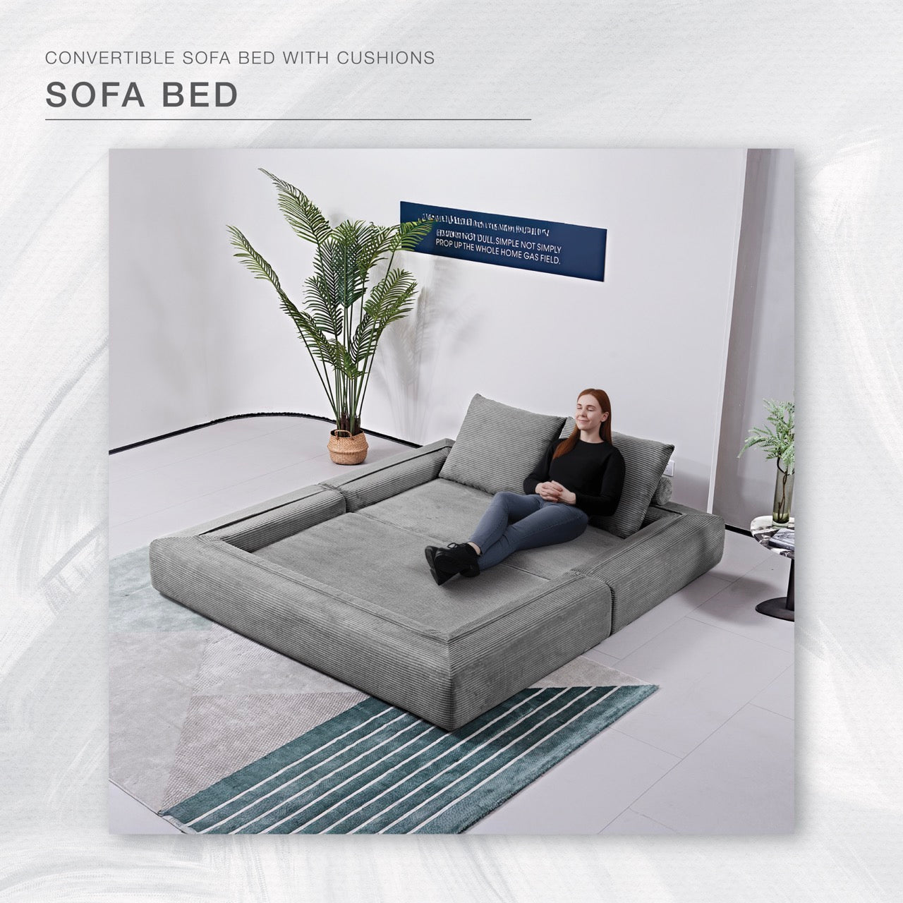 S613 Sofa Bed in Light Grey | CastleUp Experience Centre