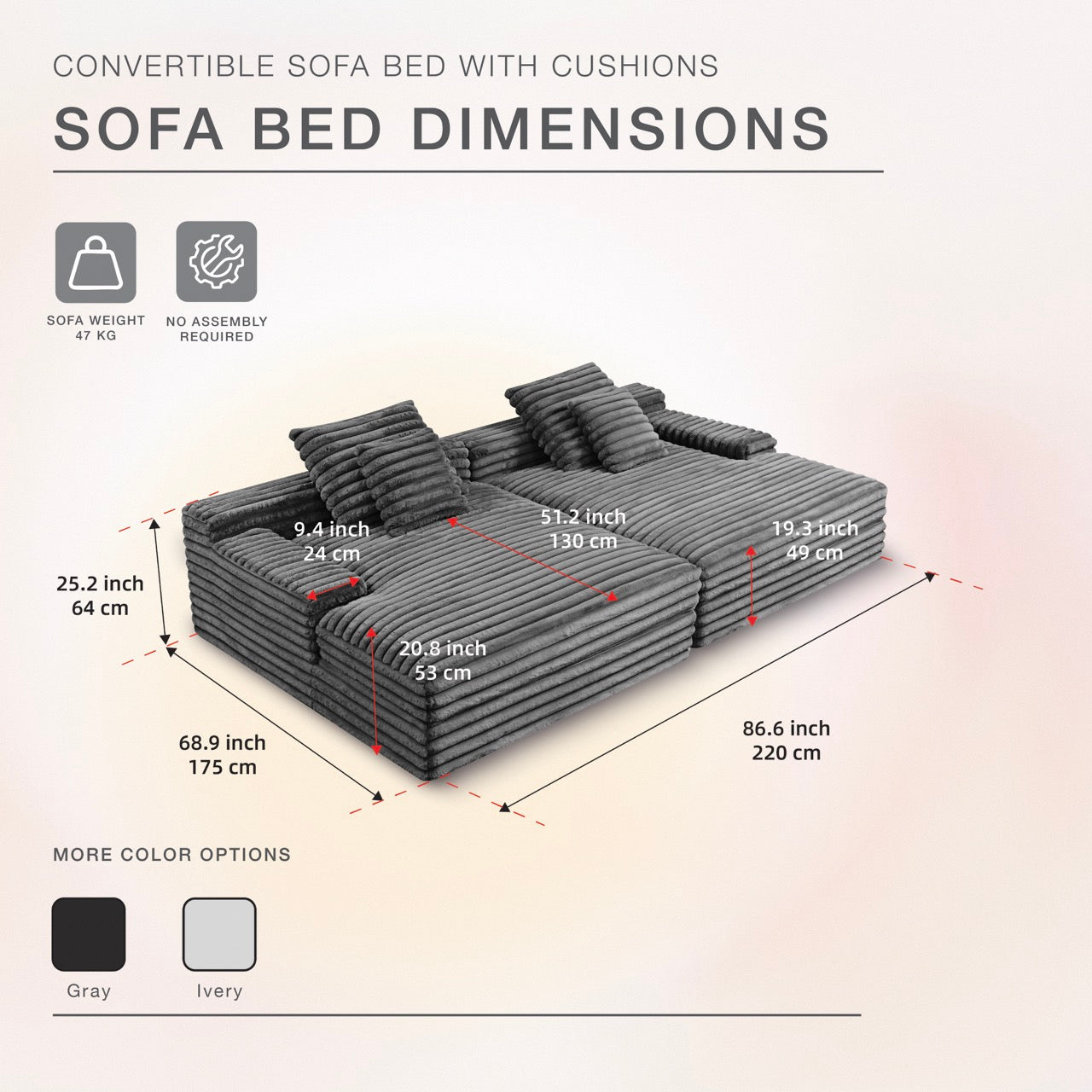 S296 Oversized Loveseat Lounge Sofa in Dark Grey | CastleUp Experience Centre