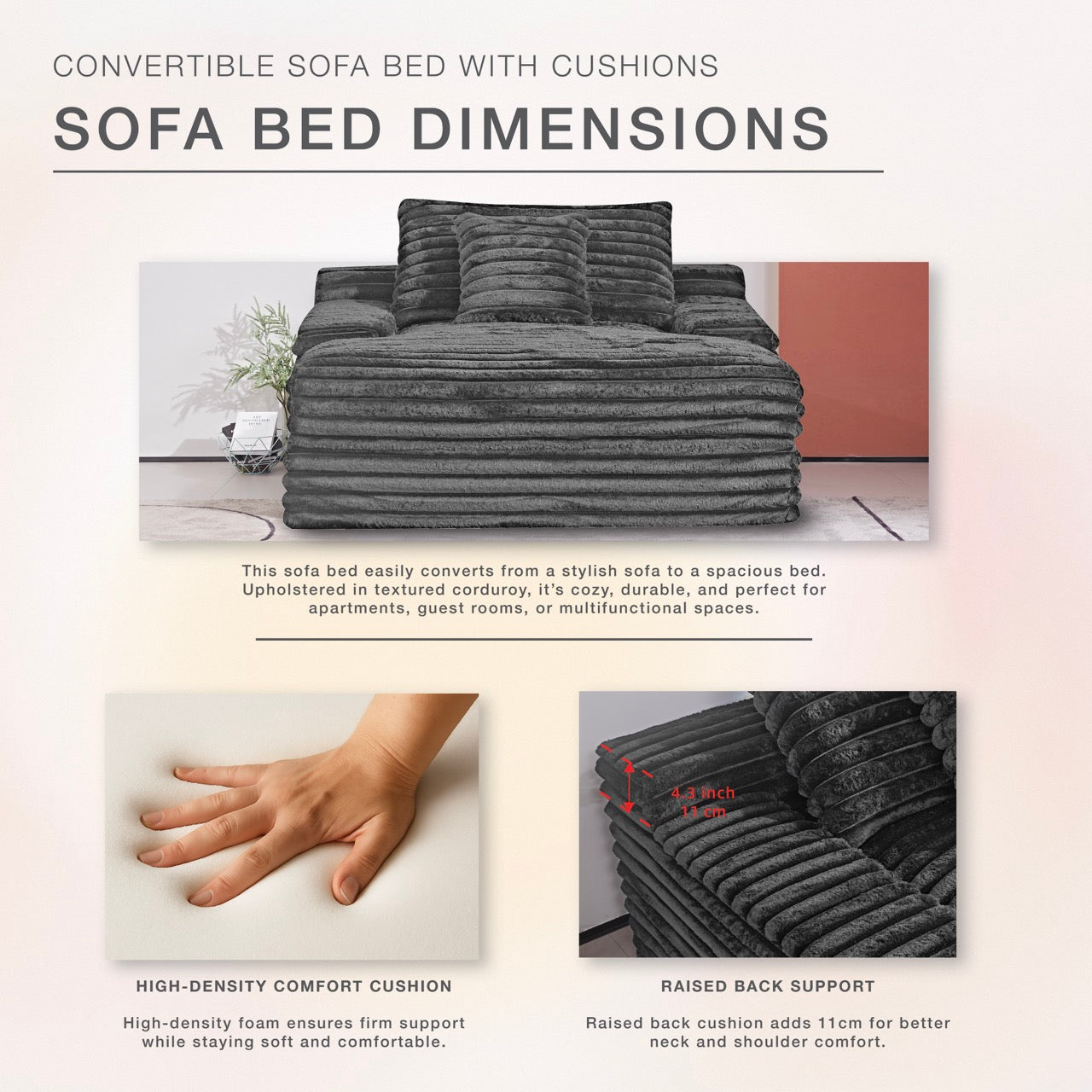 S612 Oversized Cozy Single Lounge Sofa in Dark Grey | CastleUp Experience Centre