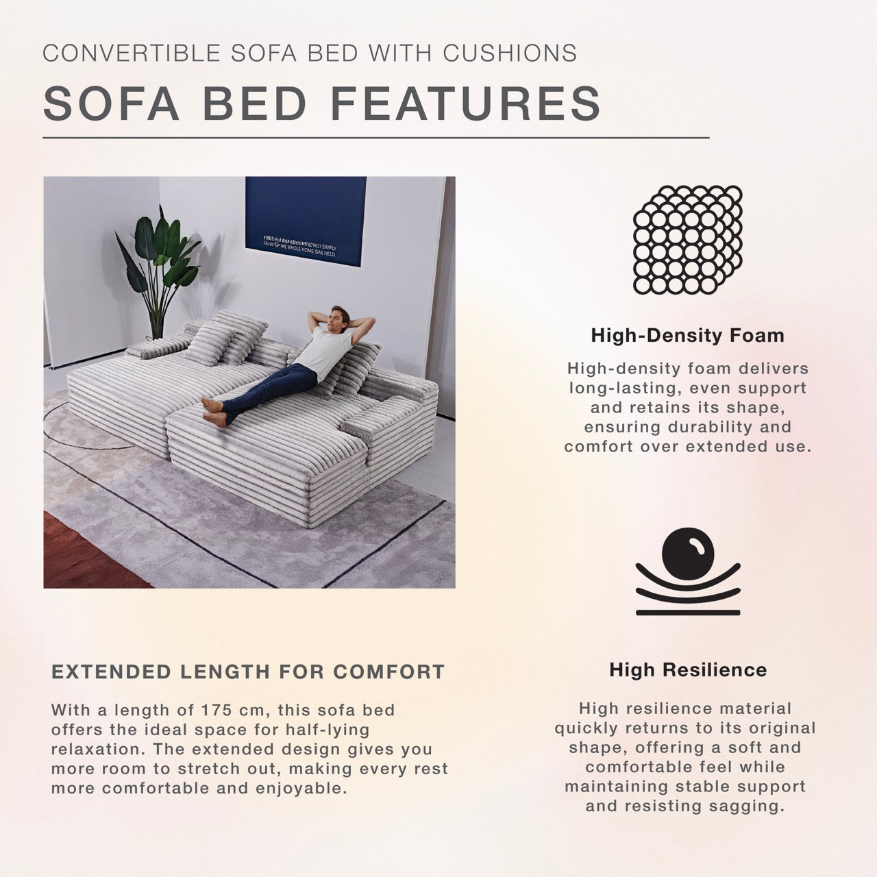 S296 Oversized Loveseat Lounge Sofa in Light Grey | CastleUp Experience Centre